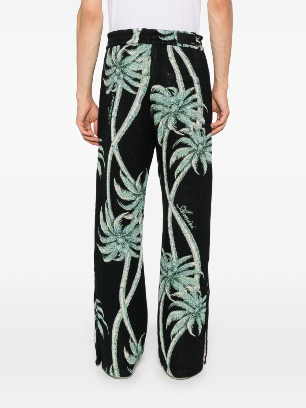 palm tree-print knitted trousers - 4