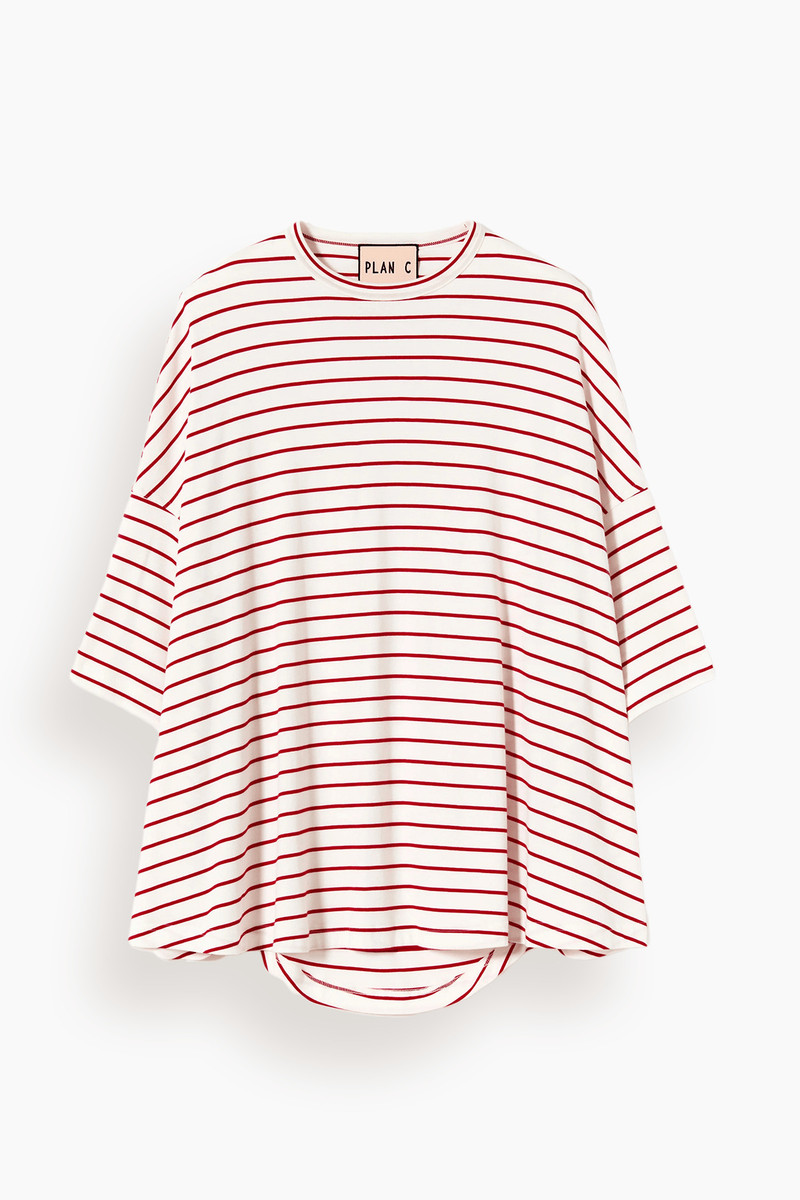 Short Sleeve T-Shirt in White/Red Stripe 1