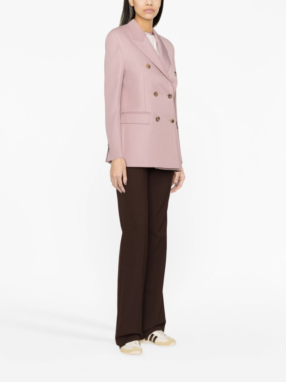 double-breasted gabardine blazer - 3