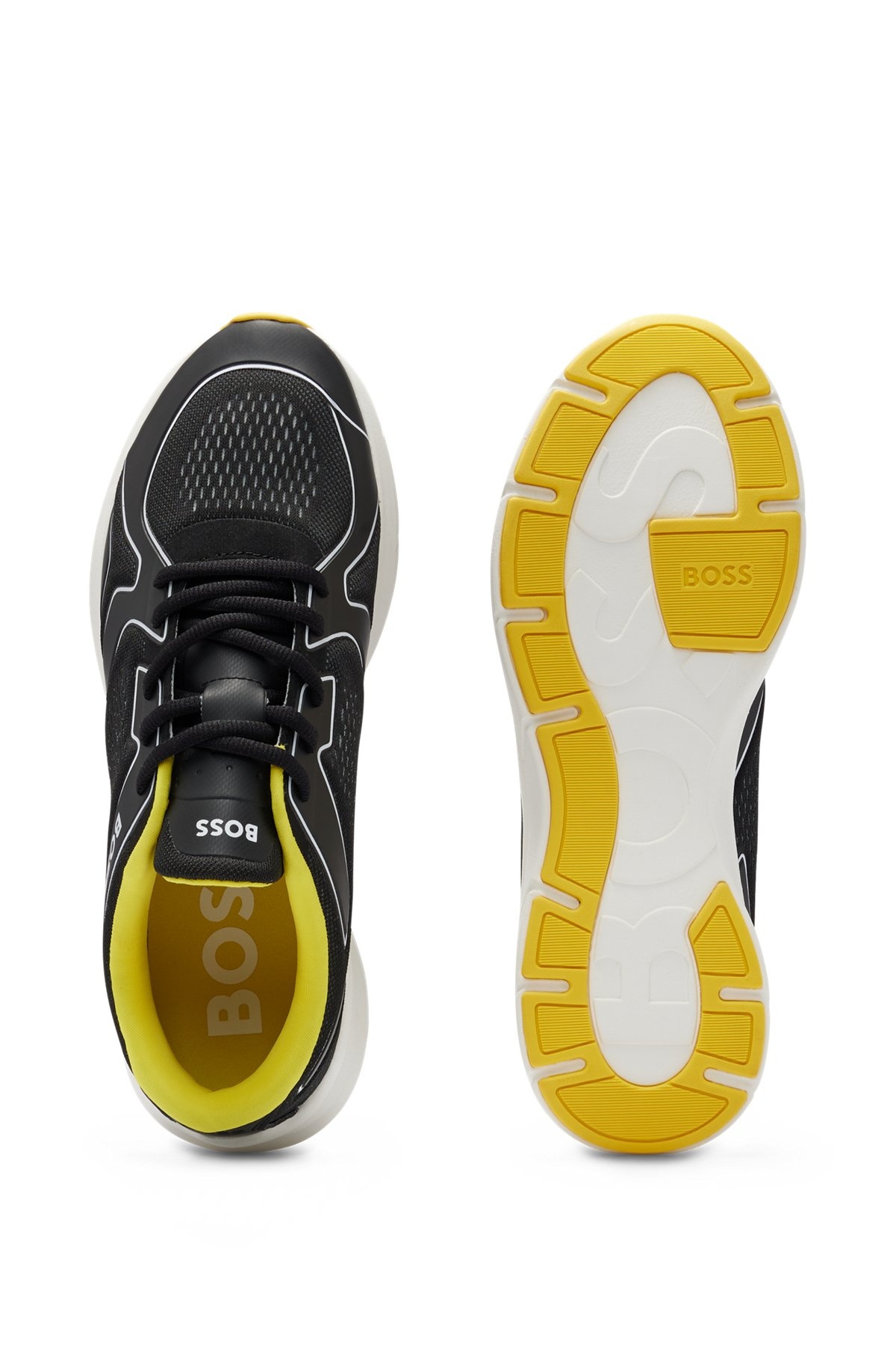 MIXED-MATERIAL TRAINERS WITH RUBBERIZED FAUX LEATHER - 4