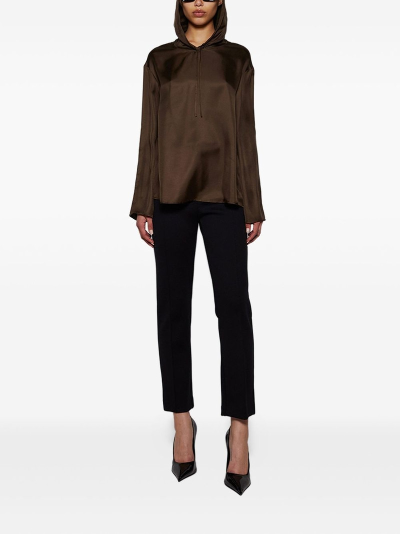 Loulou de Saison hooded satin long-sleeve top outlook