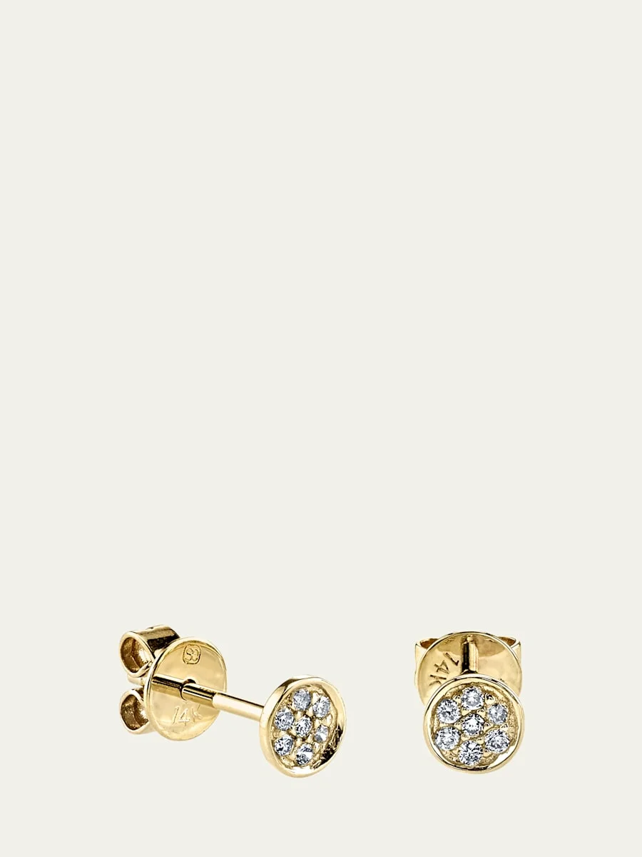 Single Pave Diamond Disc Stud Earring - 1