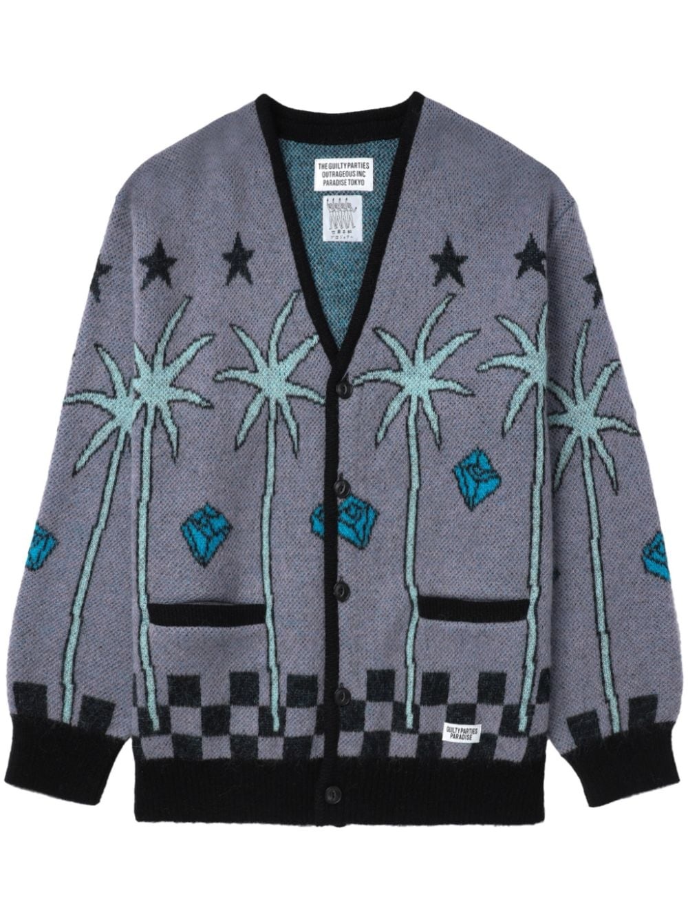 patterned-jacquard cardigan - 1