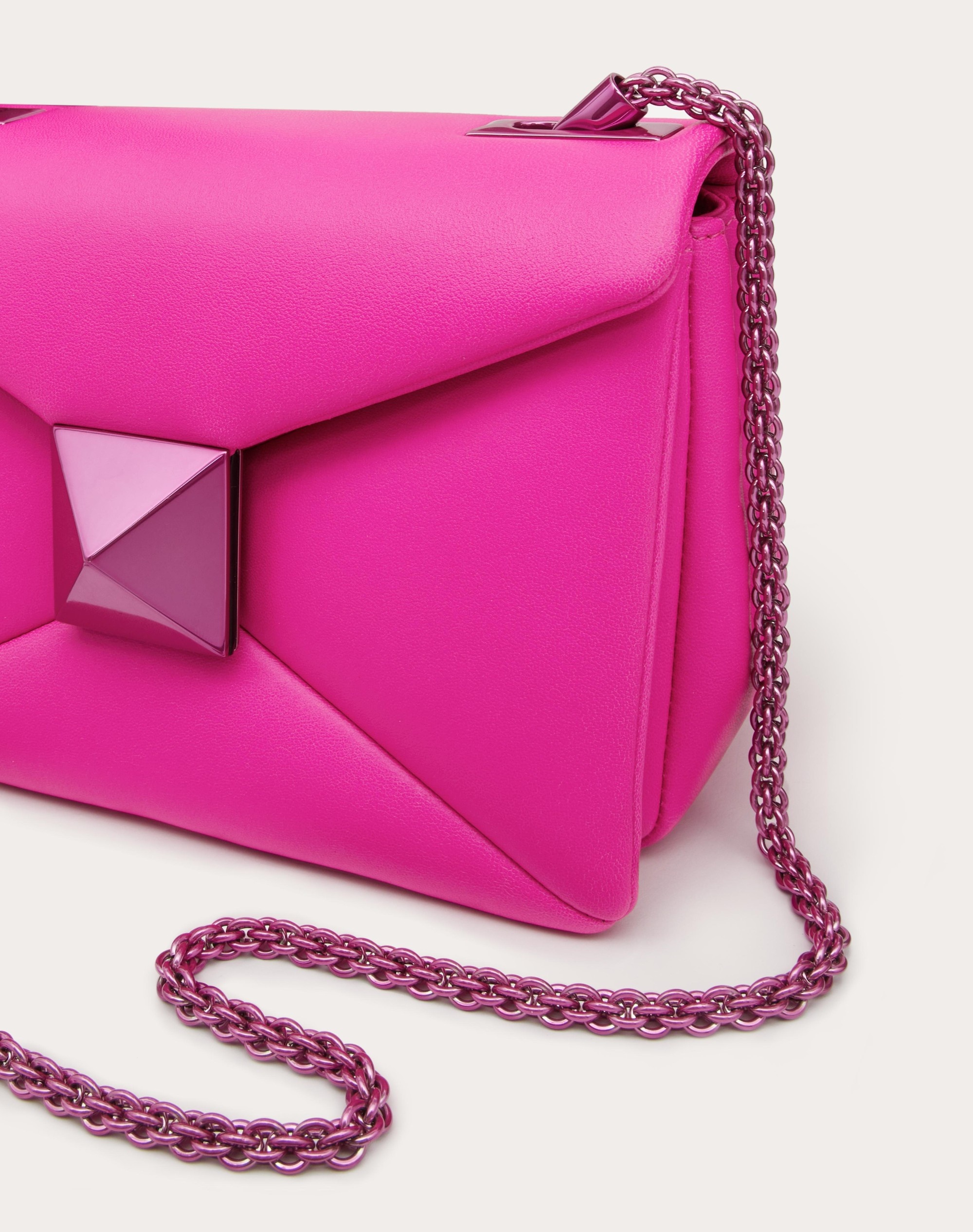 SMALL ONE STUD BAG IN NAPPA LEATHER WITH CHAIN - 5