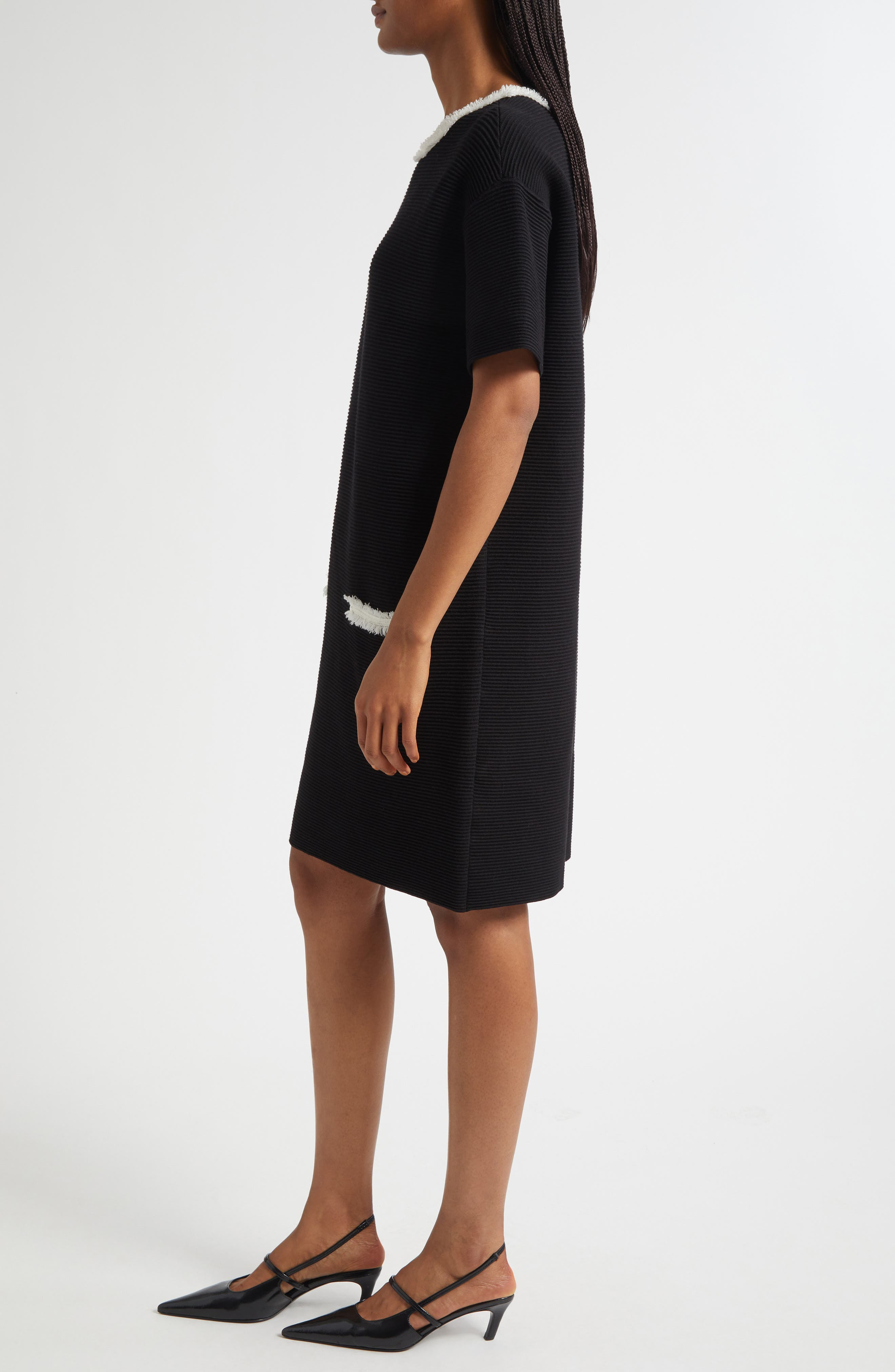 Emporio Armani Short Sleeve Knit Shift Dress in Black at Nordstrom - 3