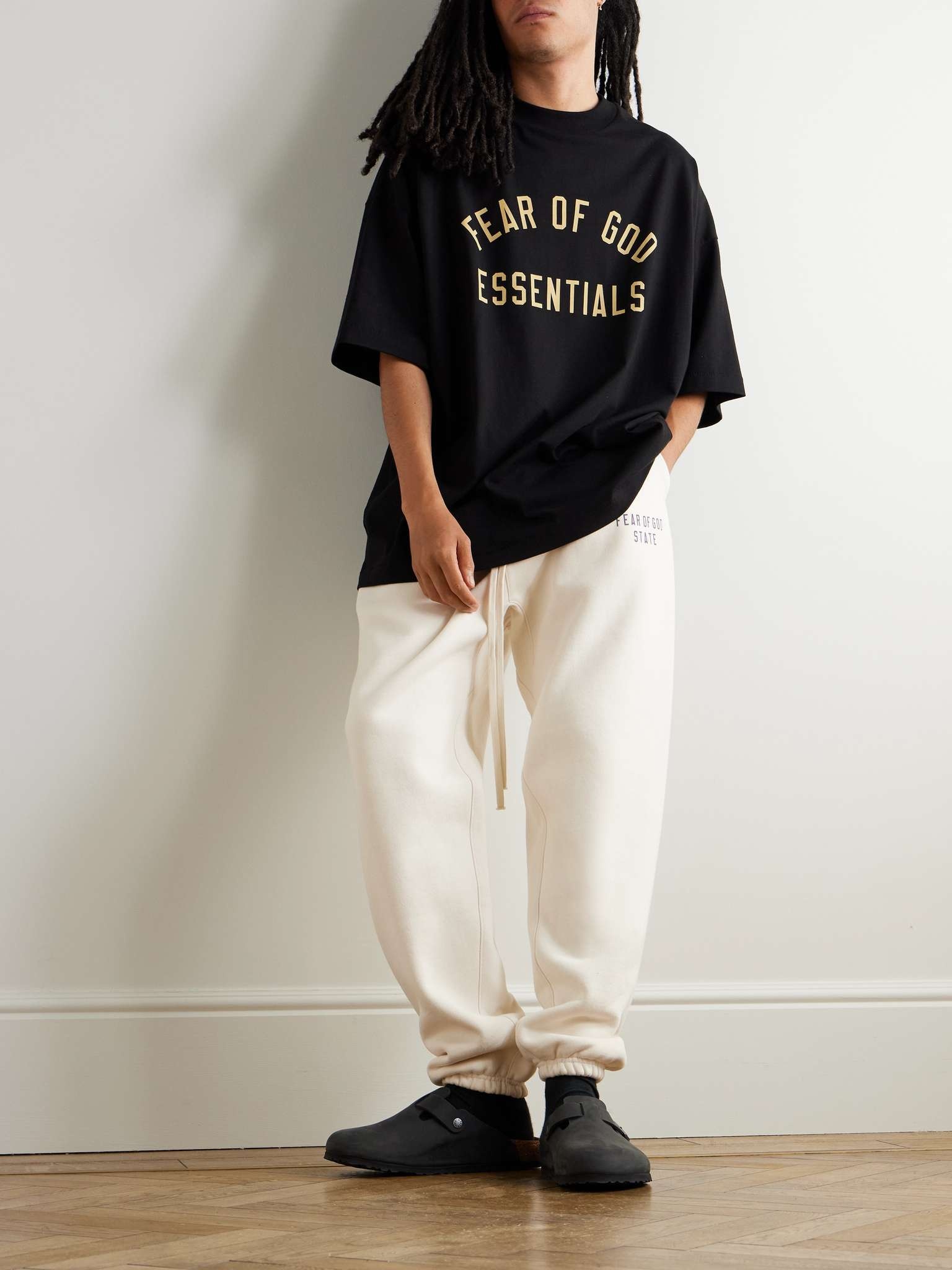 Tapered Logo-Print Appliquéd Cotton-Blend Jersey Sweatpants - 2