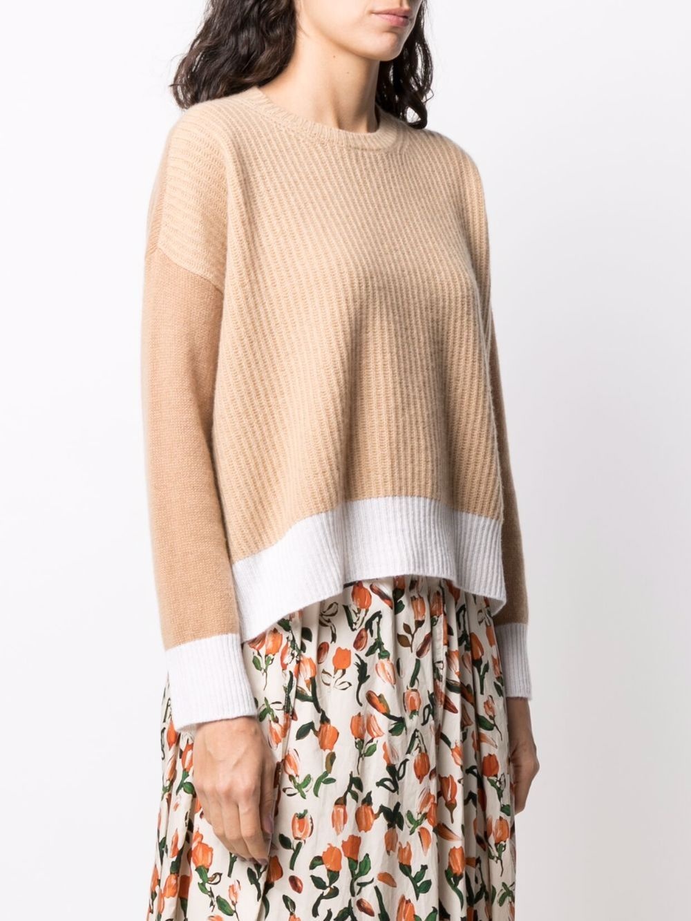 two-tone cashmere sweater - 3