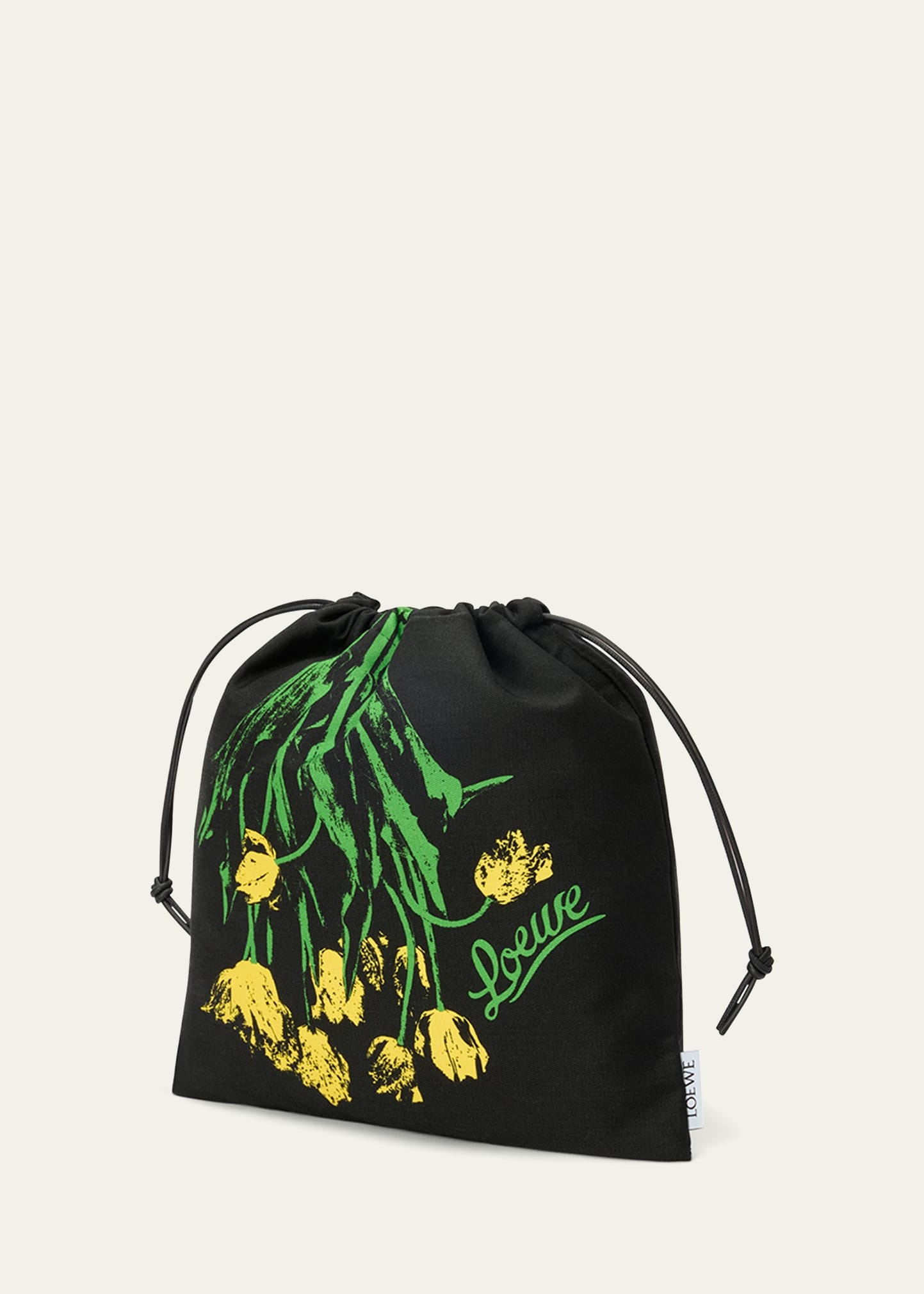 Small Tulip Drawstring Pouch Bag in Cotton and Linen - 2