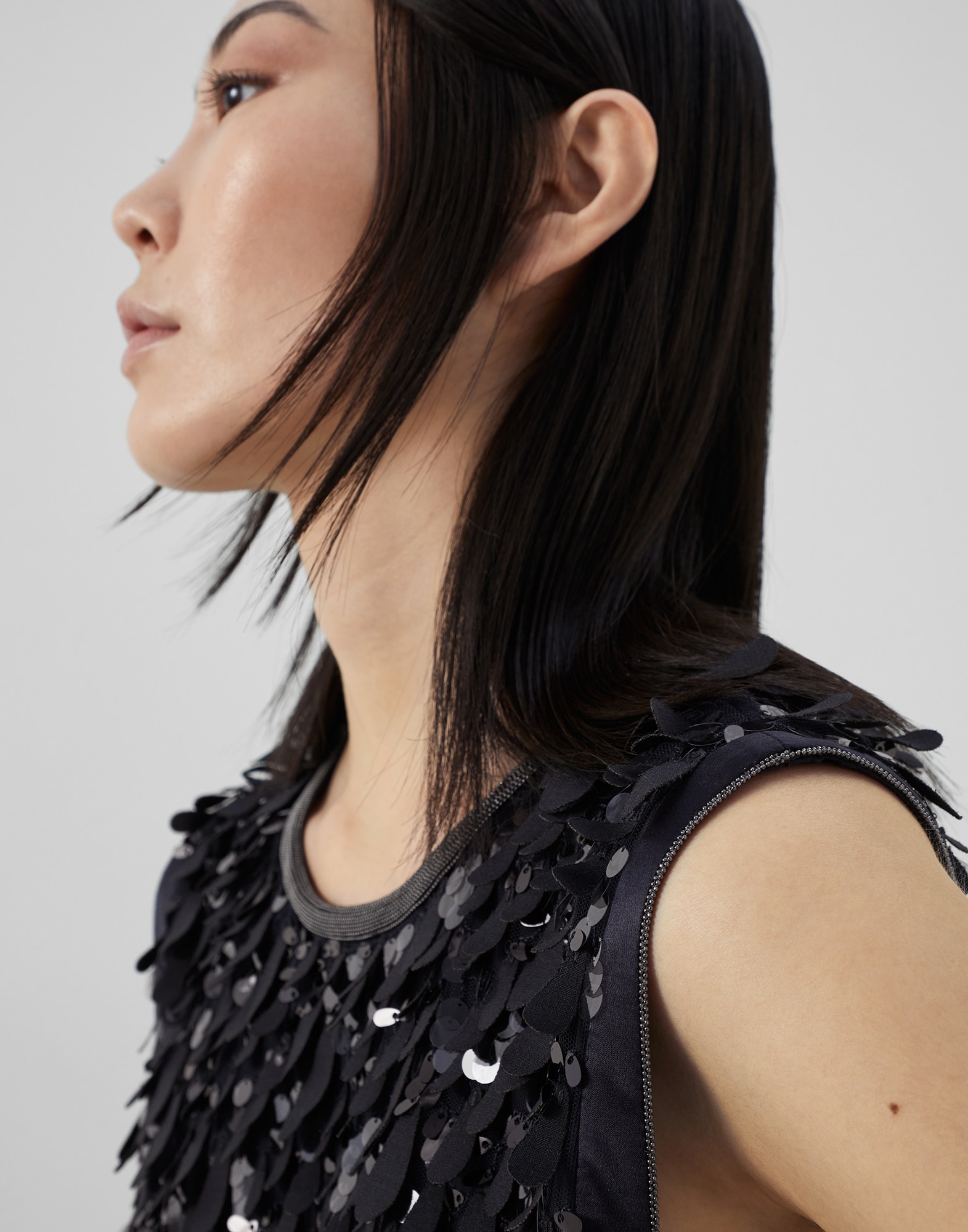 Jazz Droplets dress in tropical luxury wool with precious neckline - 3