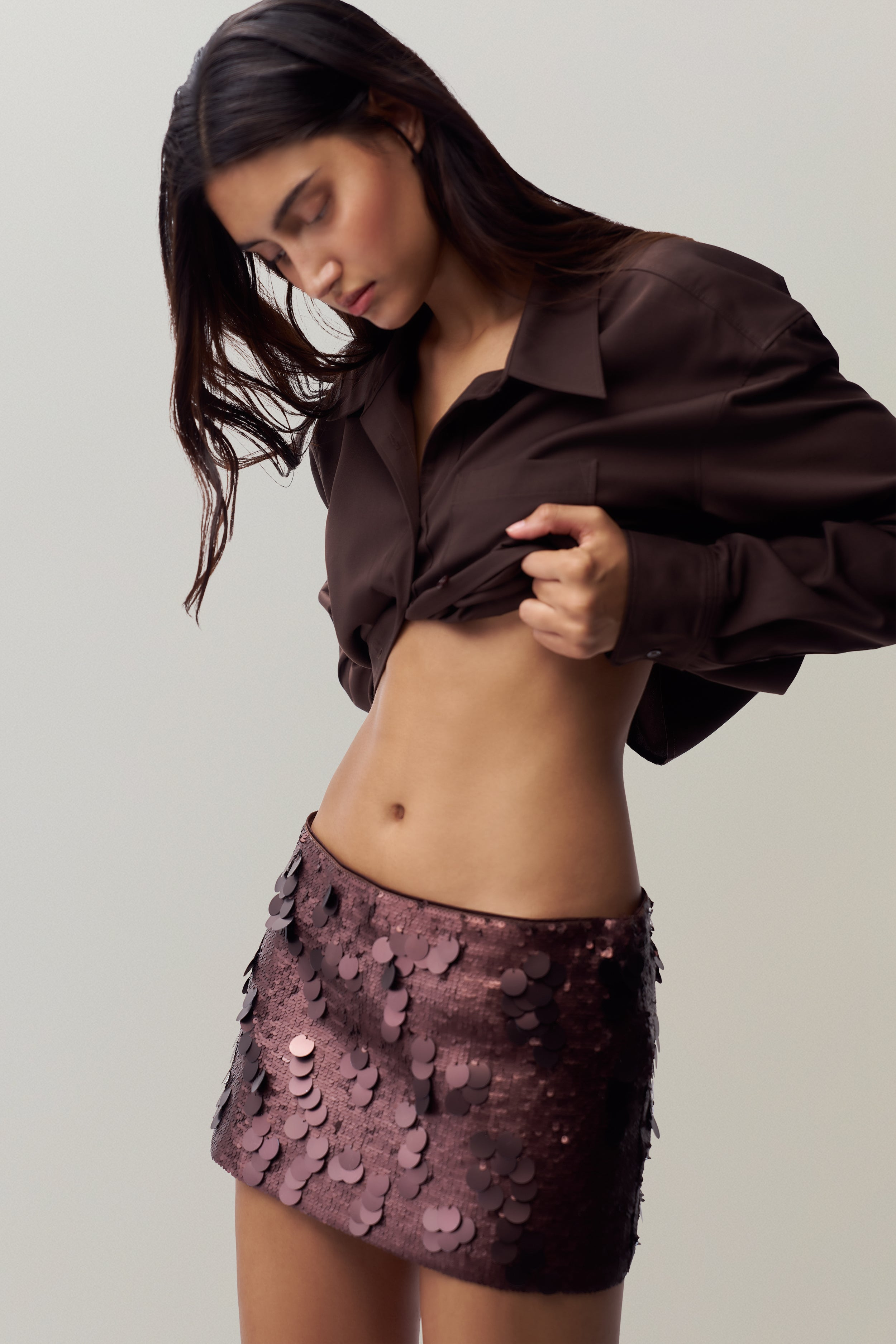 LOW RISE PAILLETTE SKIRT - 5