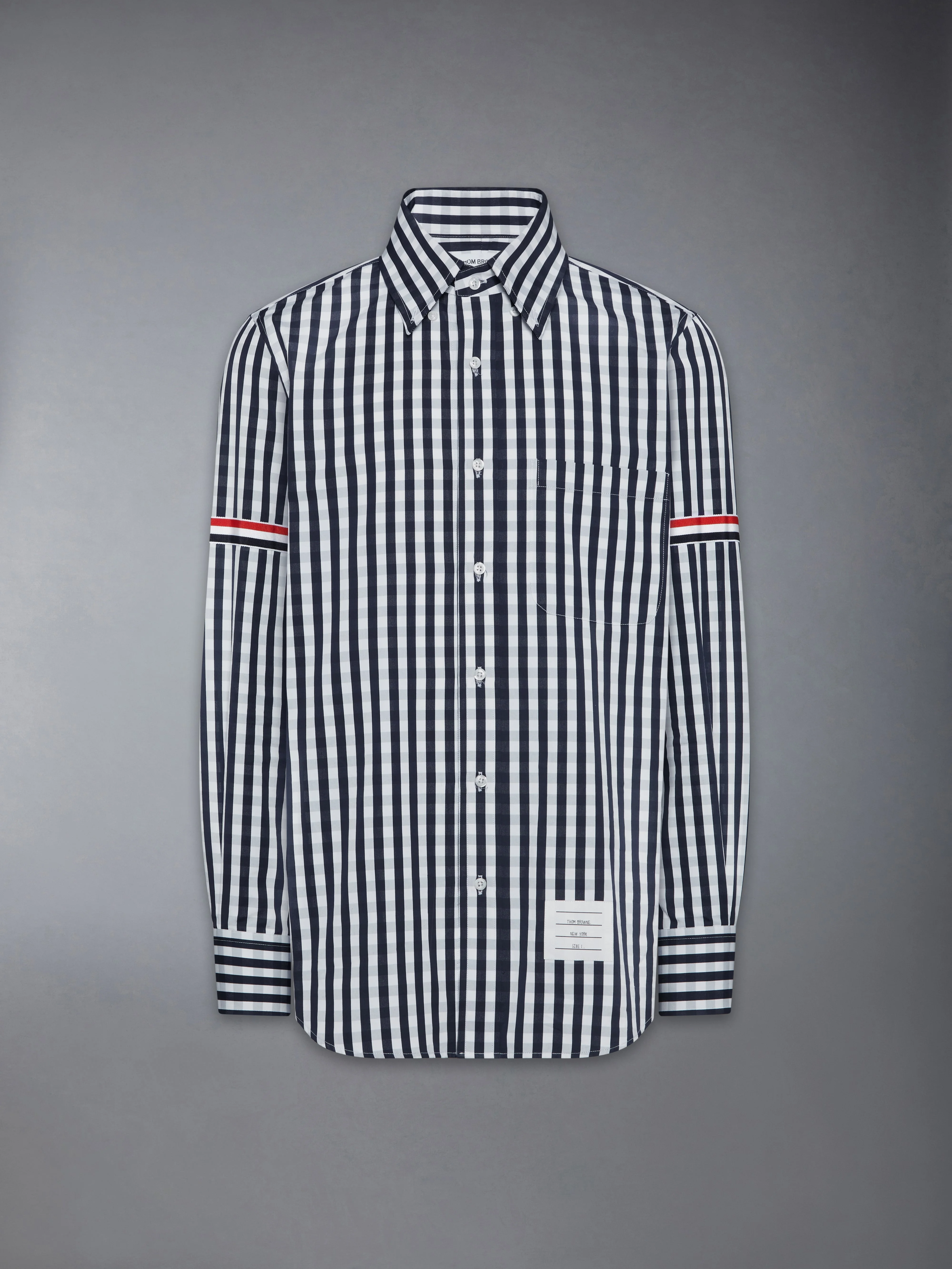 GINGHAM CHECK POPLIN ARMBAND SHIRT - 1