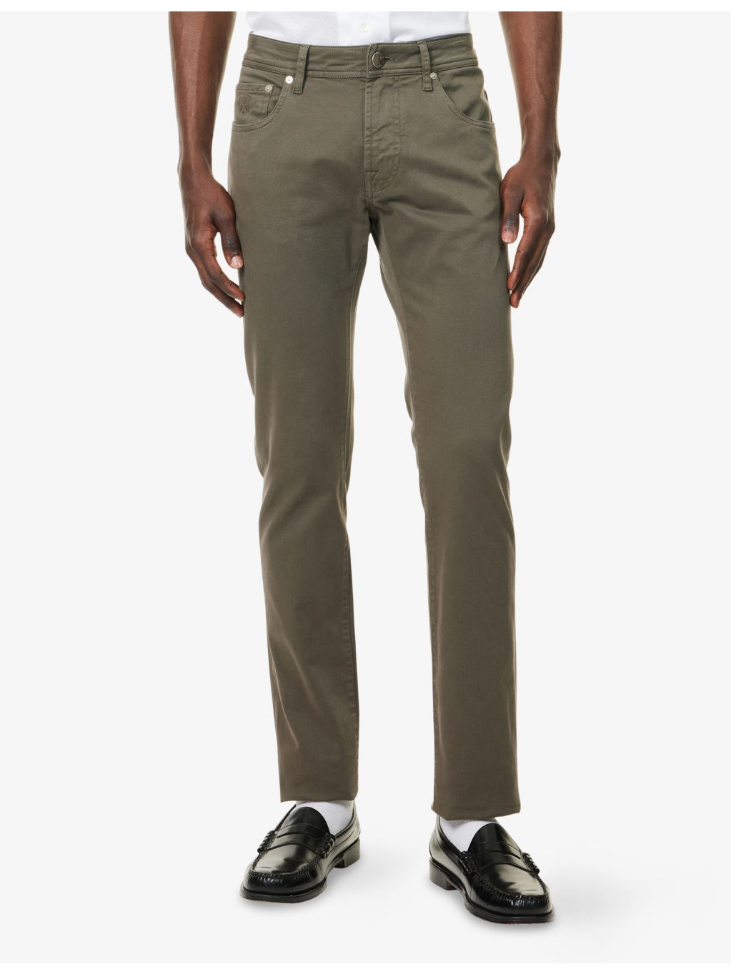 Mid-Rise Slim-Leg Stretch-Cotton Trousers - 3