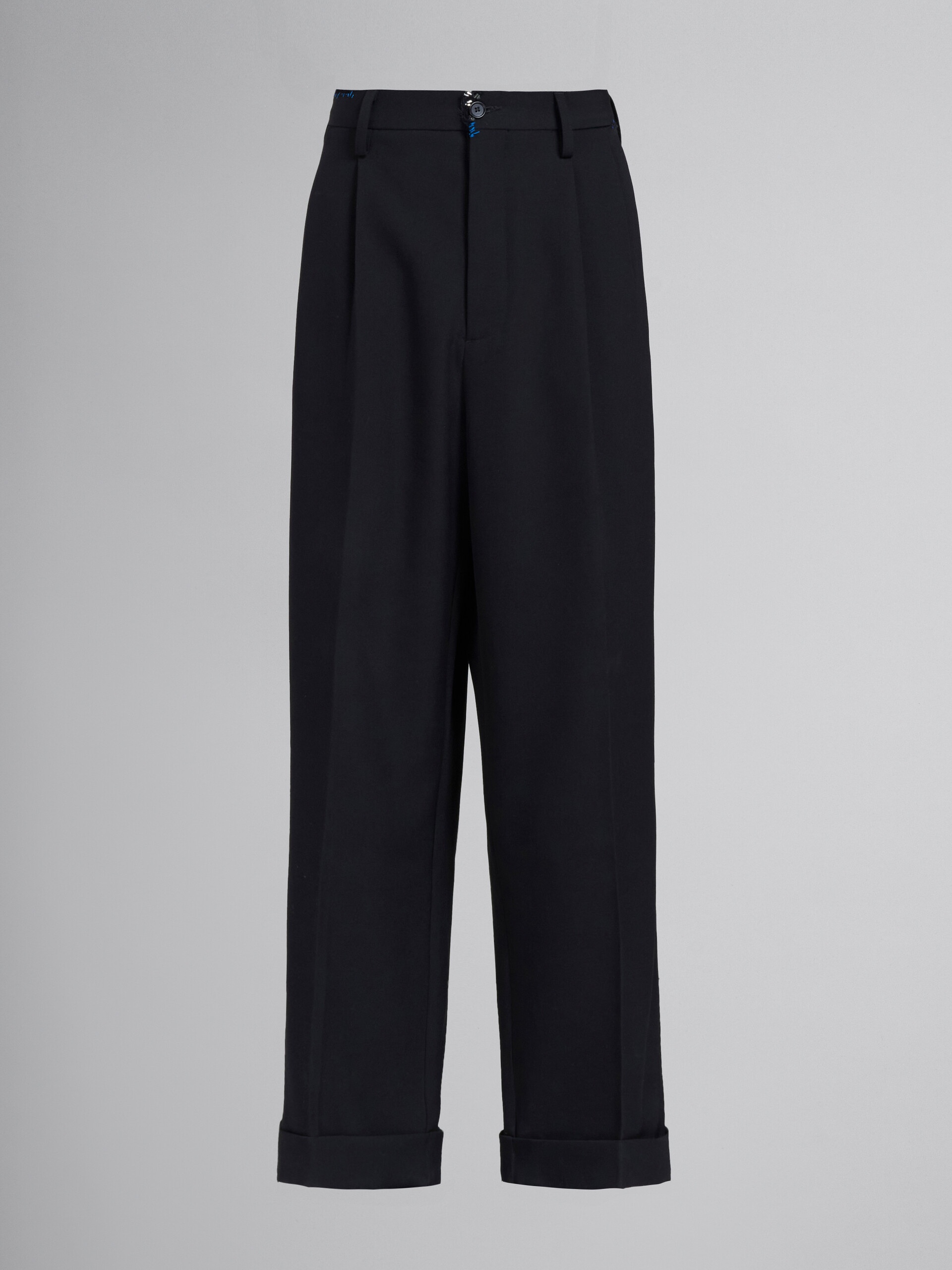 BLACK TUXEDO-STYLE PANTS WITH EMBROIDERY - 1