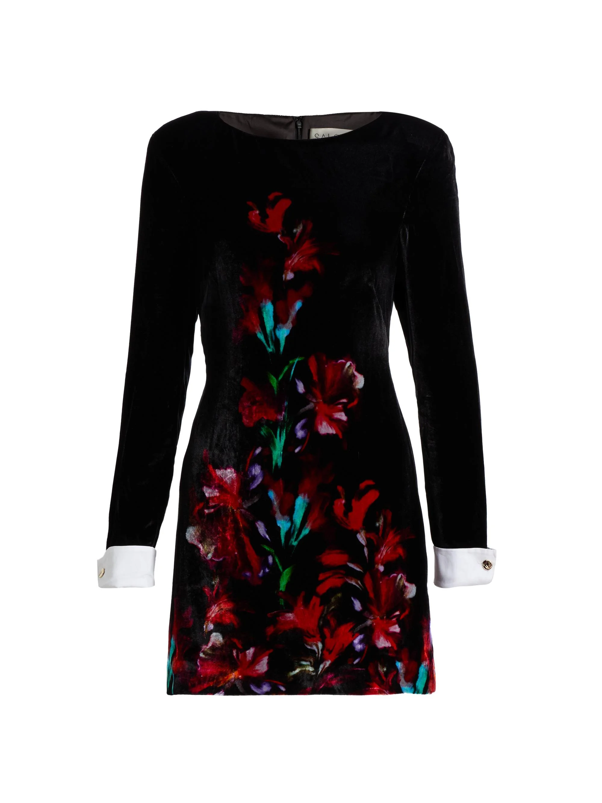Women's Lucia Floral Velvet Minidress - Aquarelle Rouge - 1