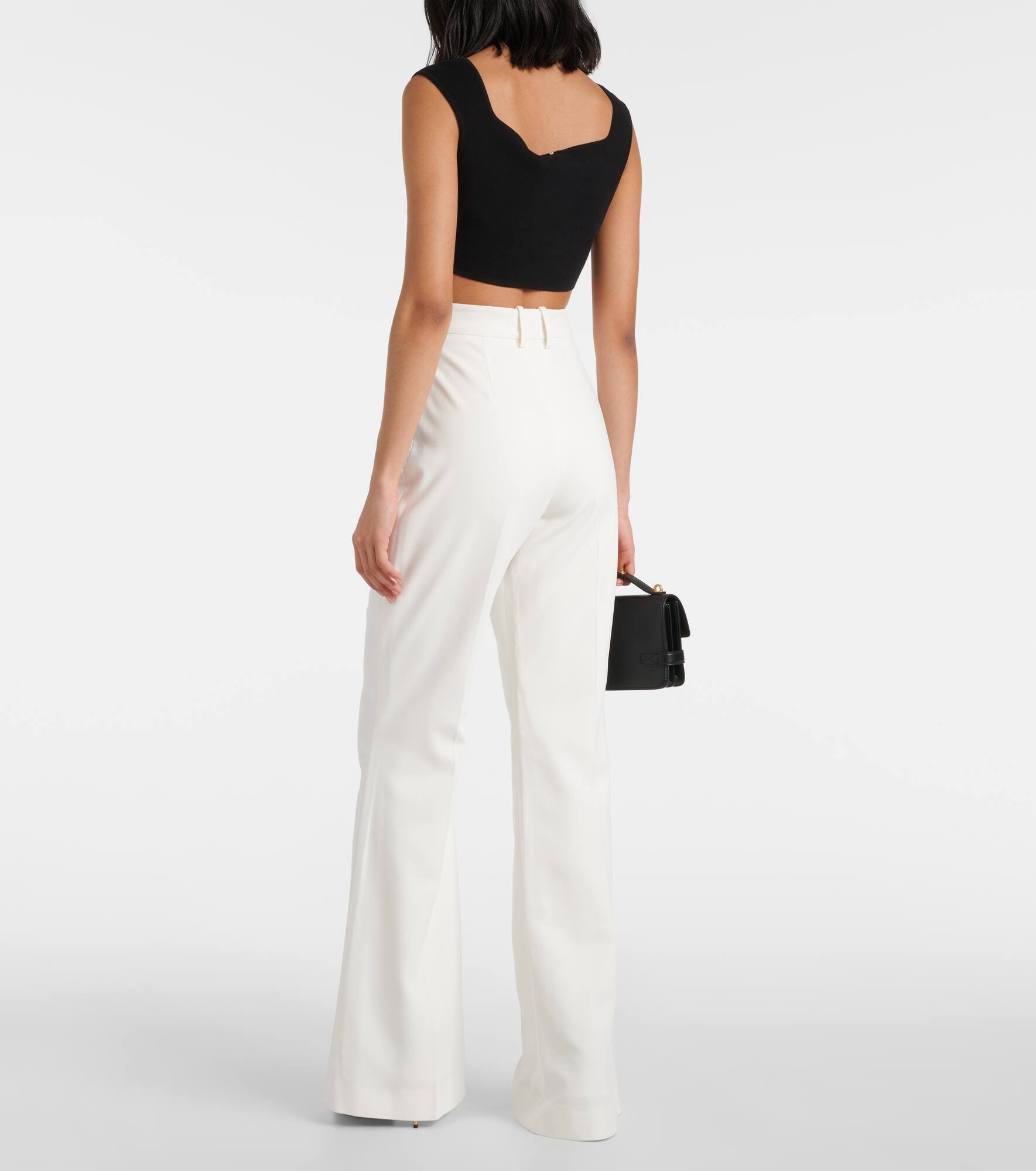 High-rise crêpe flared pants - 3