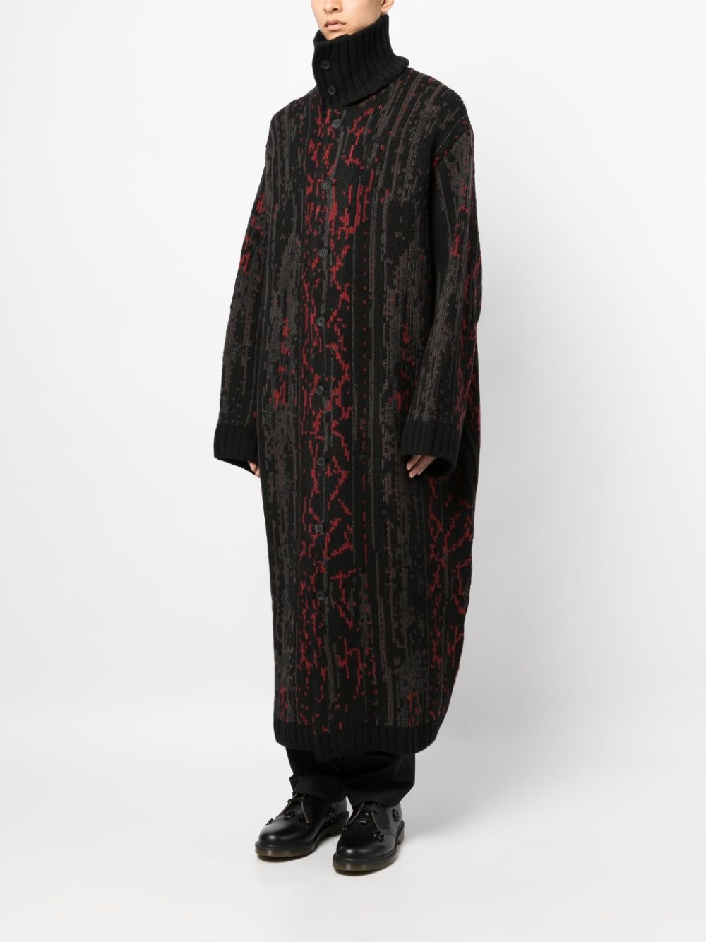 patterned high-neck coat - 3