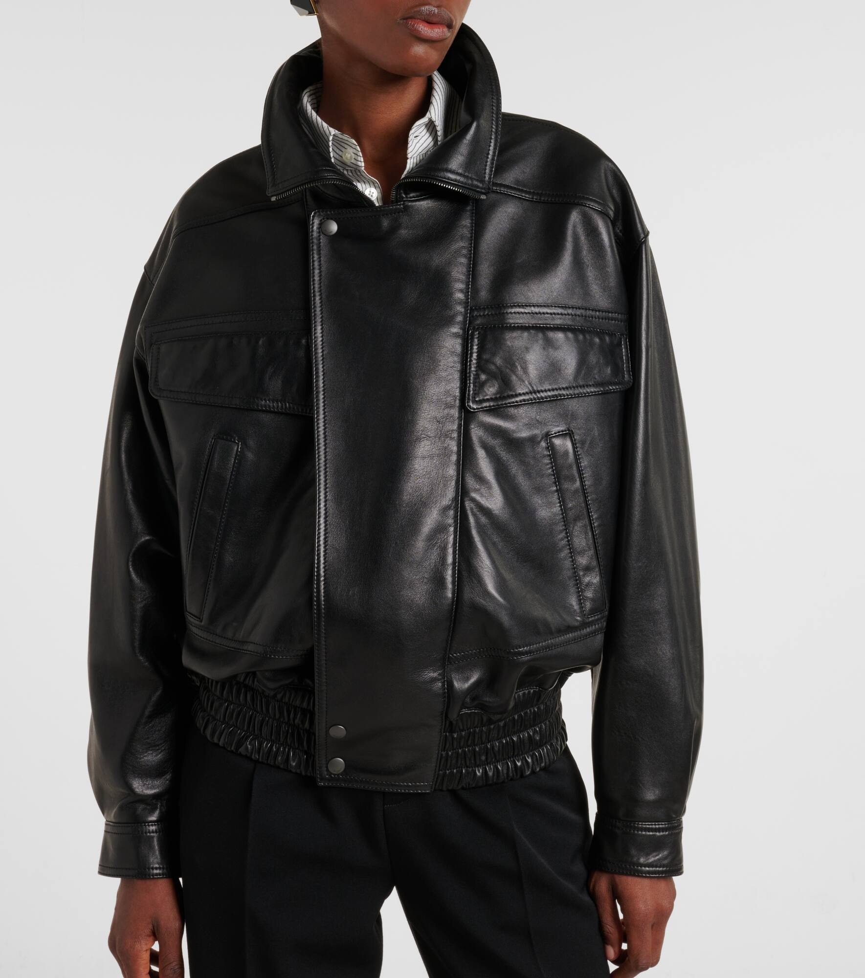 Leather bomber jacket - 7
