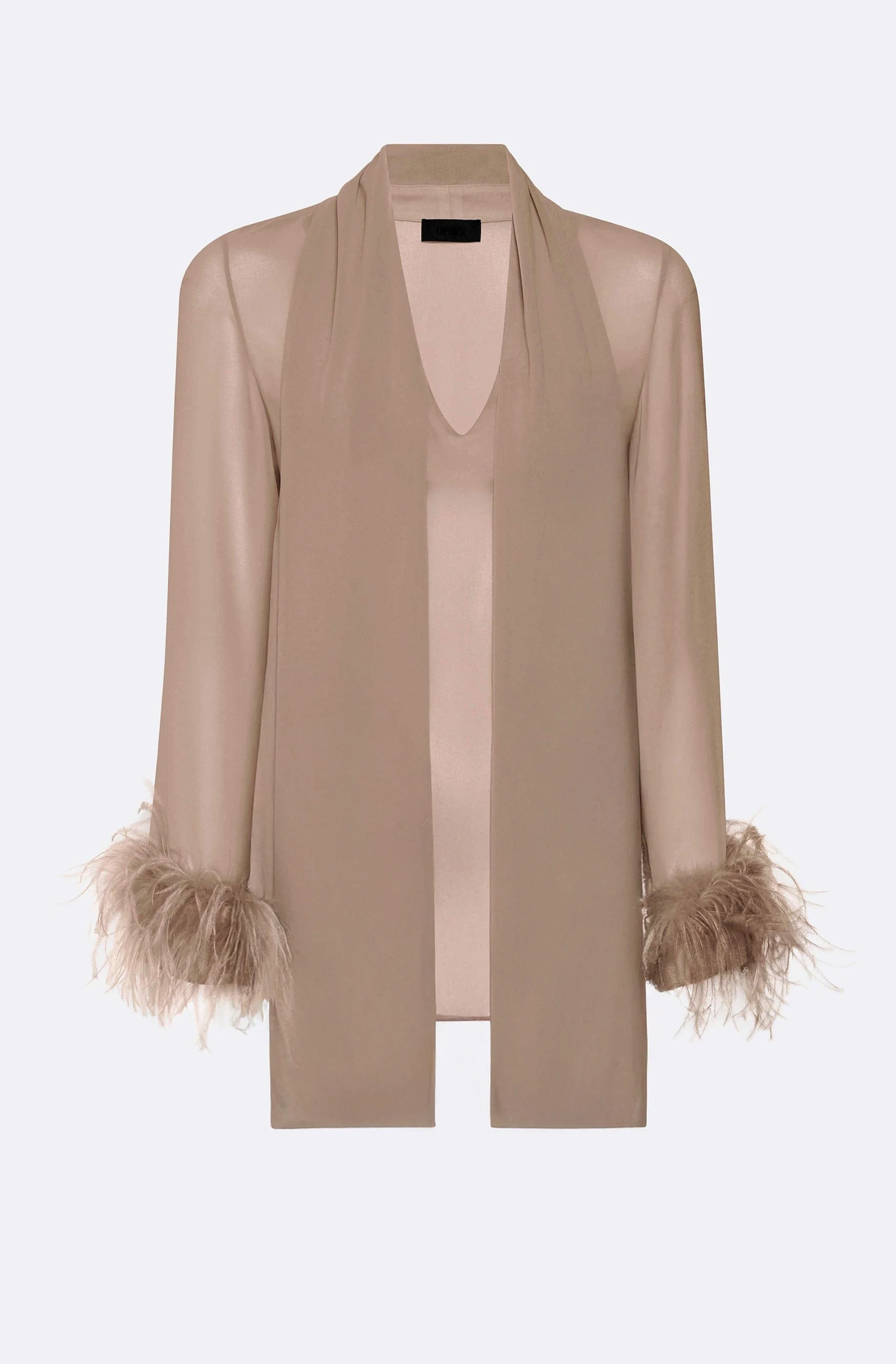 Lightweight Georgette Scarf Top With Feathers - 1