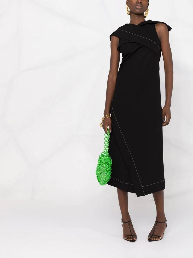 Jil Sander contrast stitching draped dress outlook