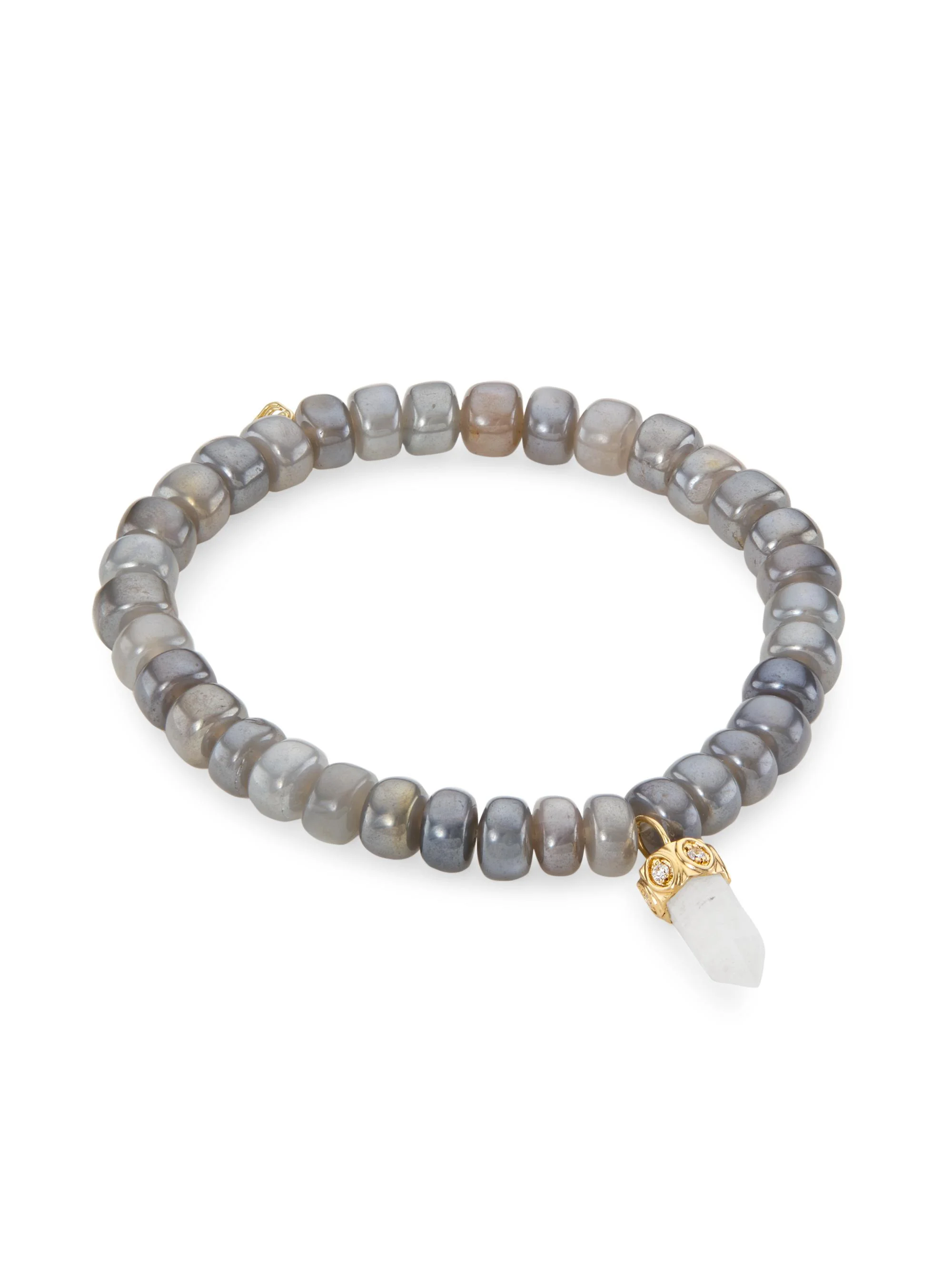 Women's 14K Yellow Gold & Moonstone Beaded Stretch Bracelet - 1