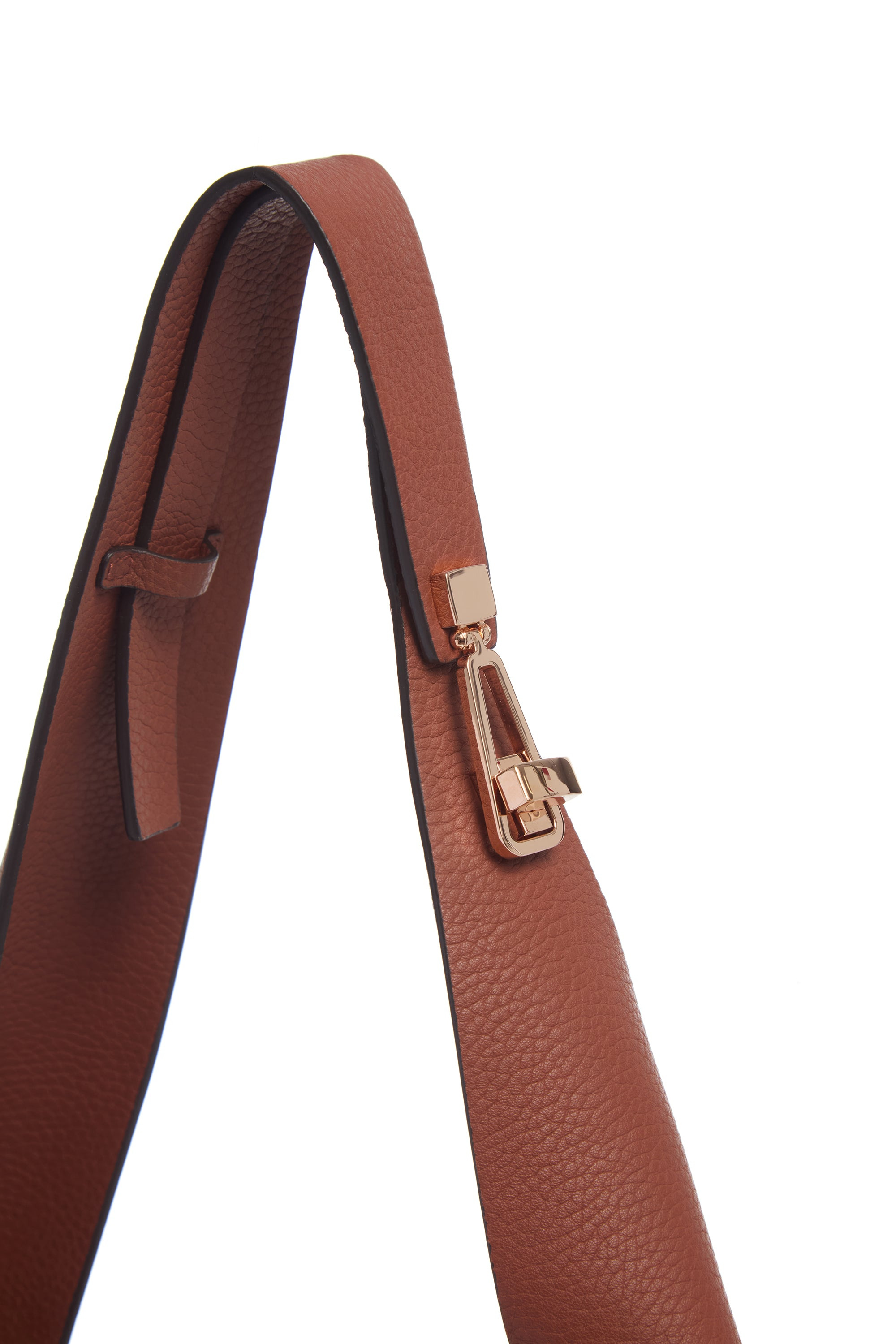 Small Hobo Bag in Cognac Textured Nappa Leather - 3