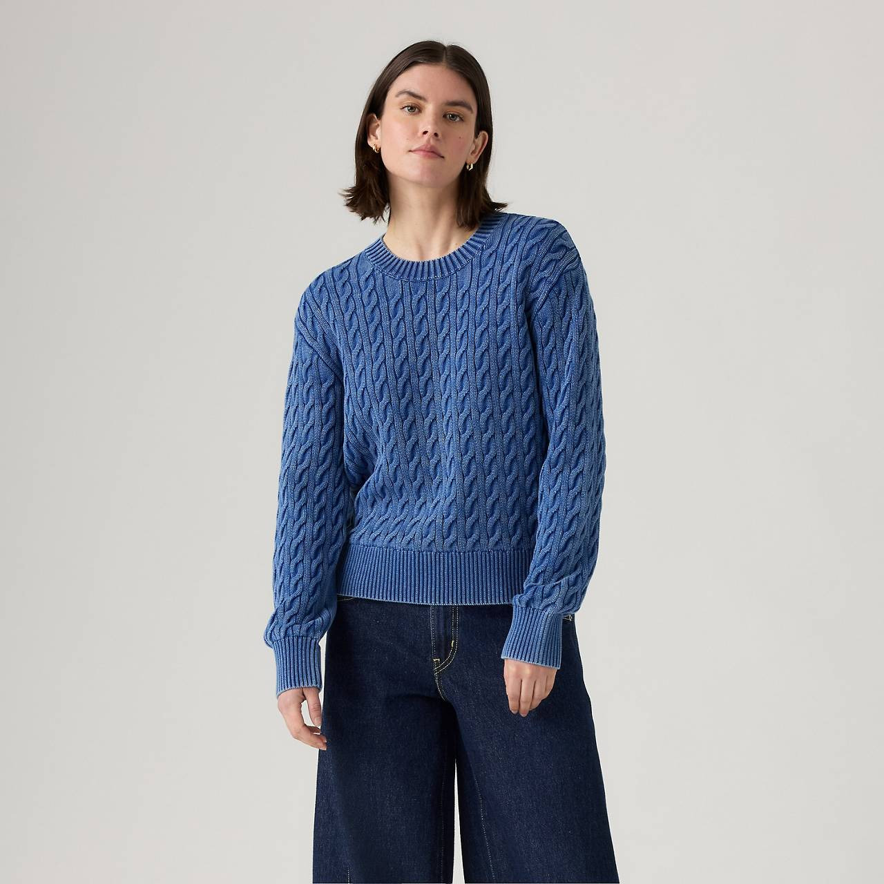 BOYFRIEND CABLE CREWNECK PULLOVER - 2