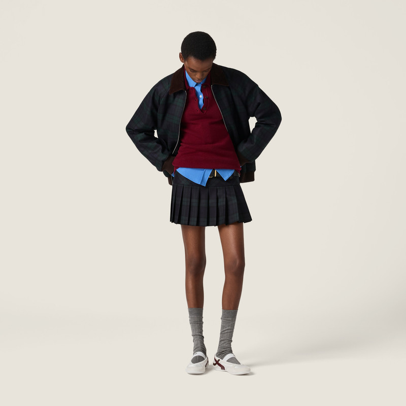 Miu Miu Pleated checked twill miniskirt outlook