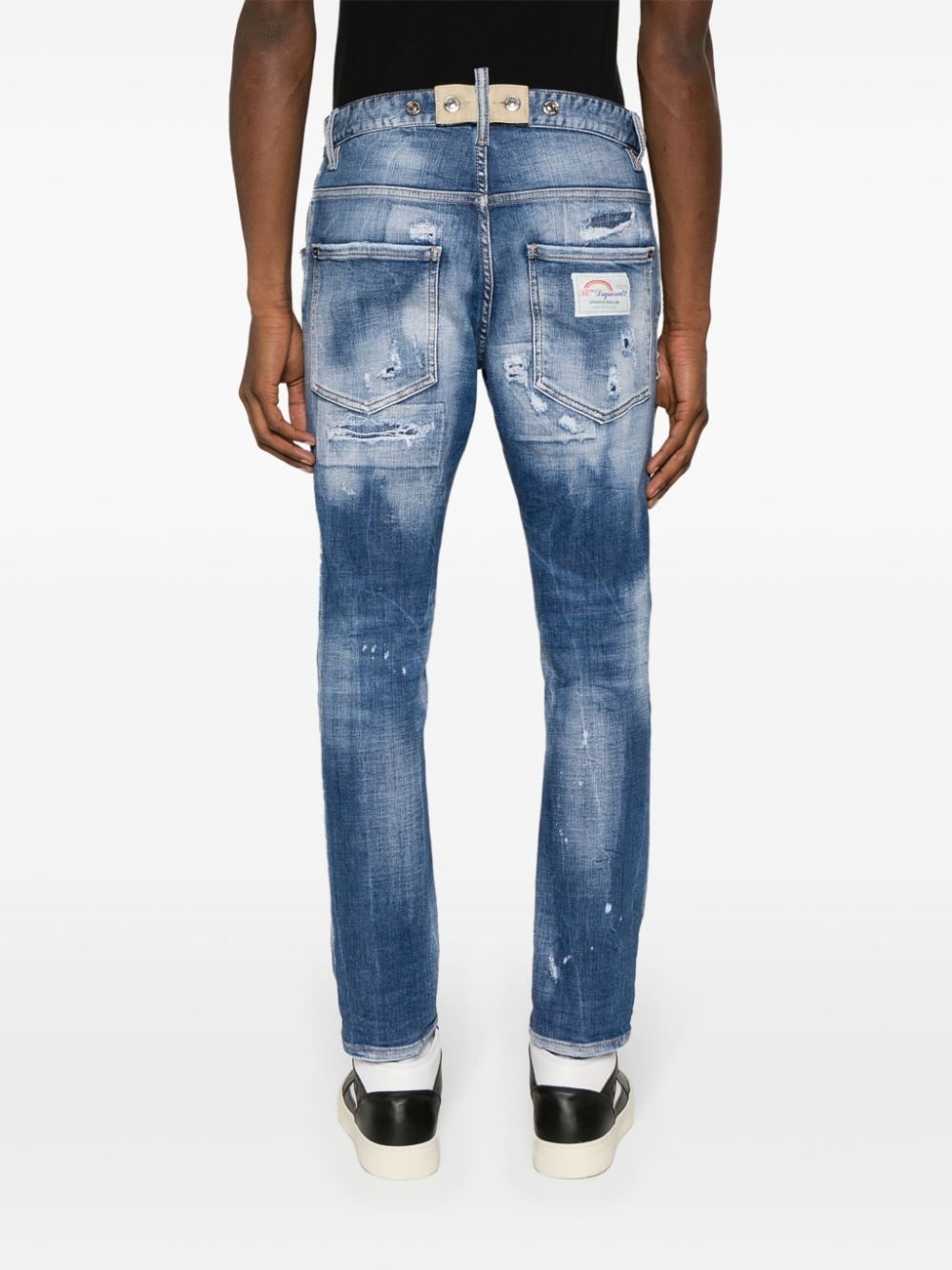 ripped mid-rise tapered jeans - 4