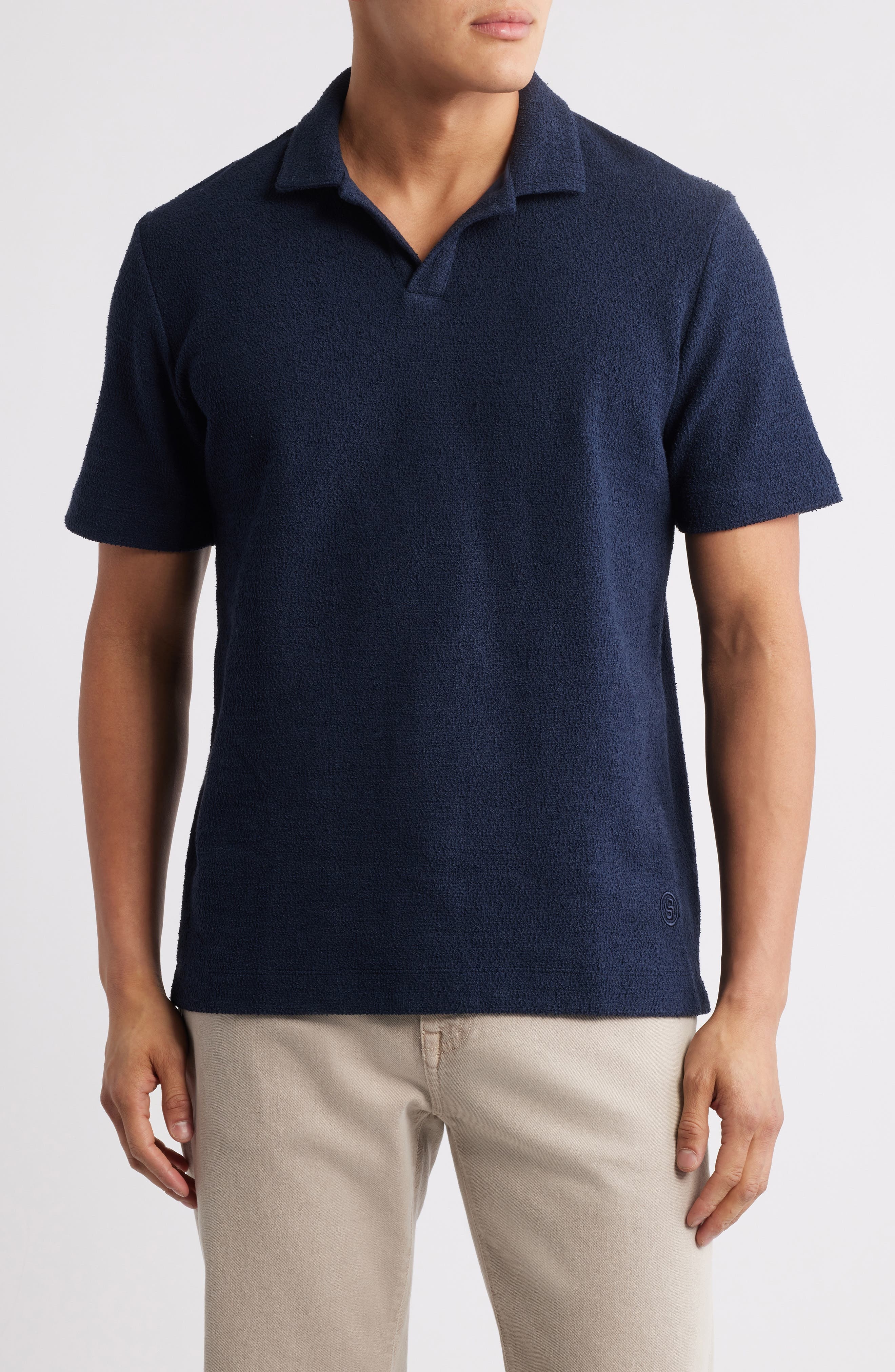 BOSS Pye Johnny Collar Cotton Polo in Dark Blue at Nordstrom - 1