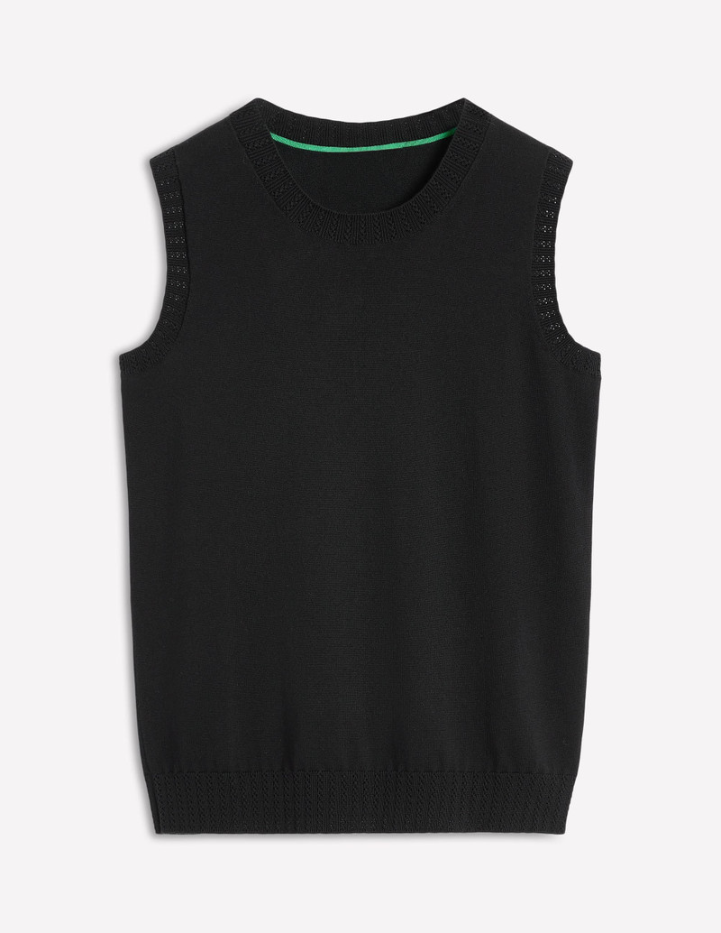 Emilia Cotton Crew Neck Vest-Black 7