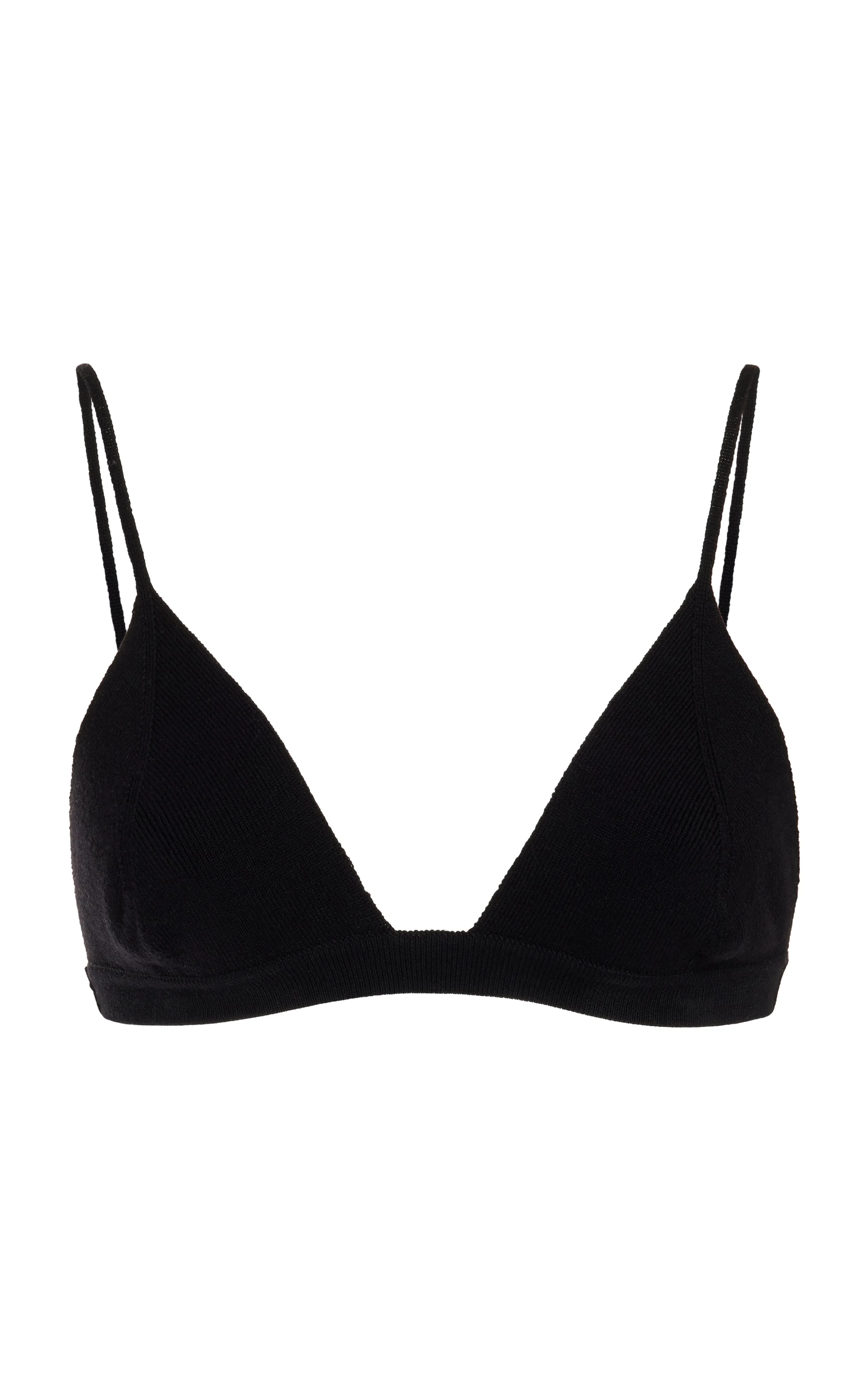Chevier Knit Bra in Black Merino Wool - 1