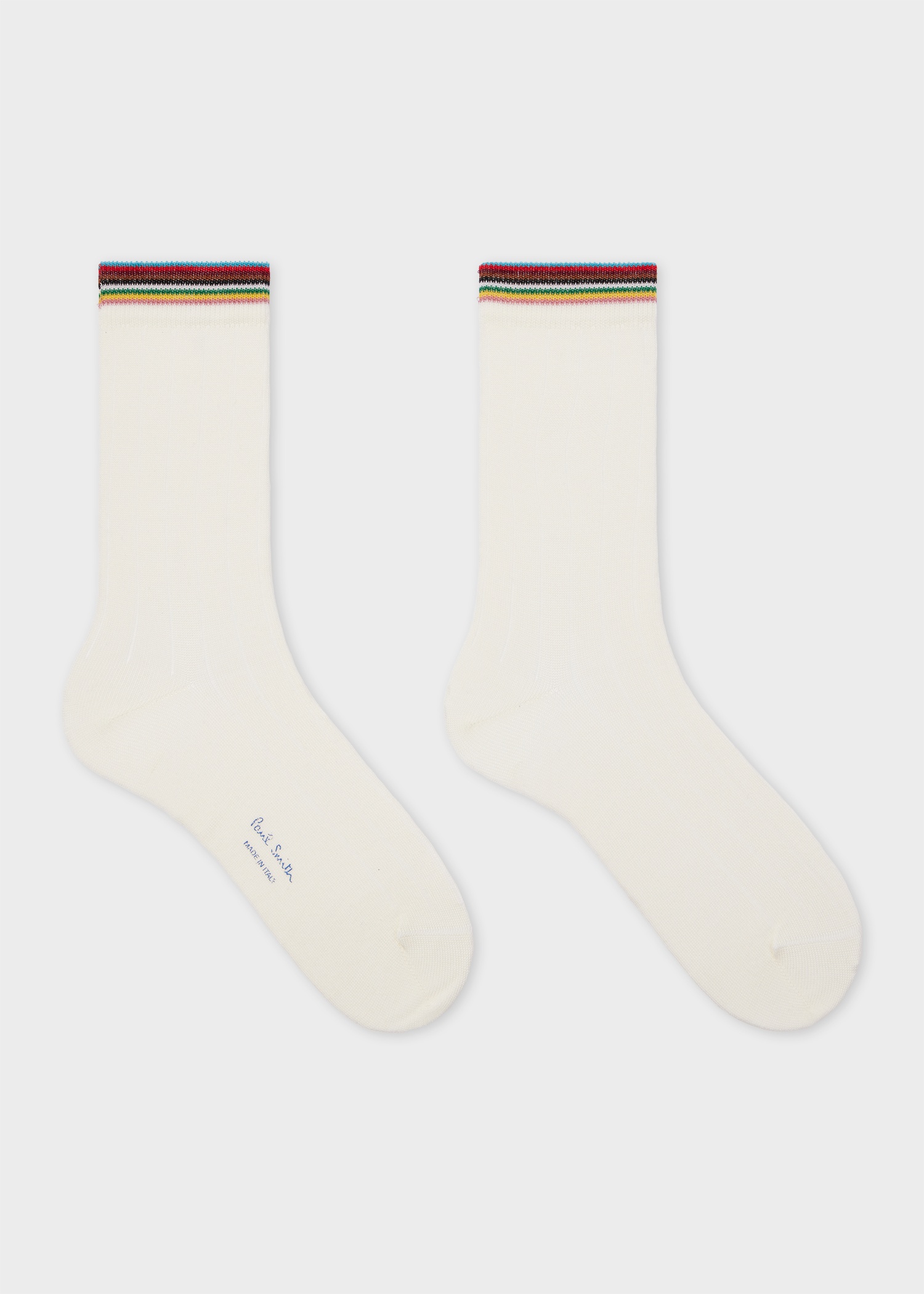 Women's Ivory 'Signature Stripe' Trim Socks - 2