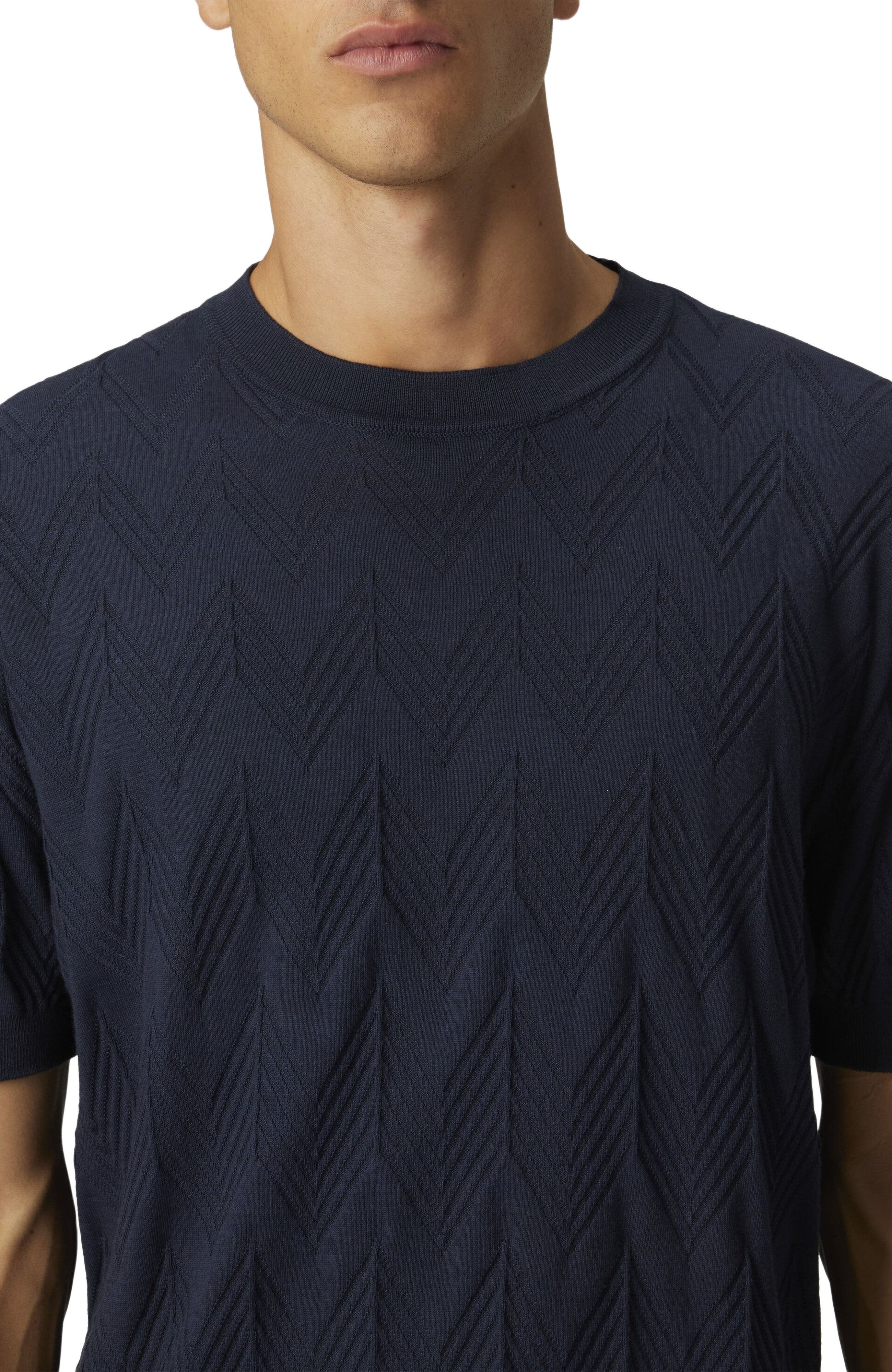 Missoni Cotton And Silk Knit Crewneck T-shirt With 3d Chevron in Blue at Nordstrom - 3
