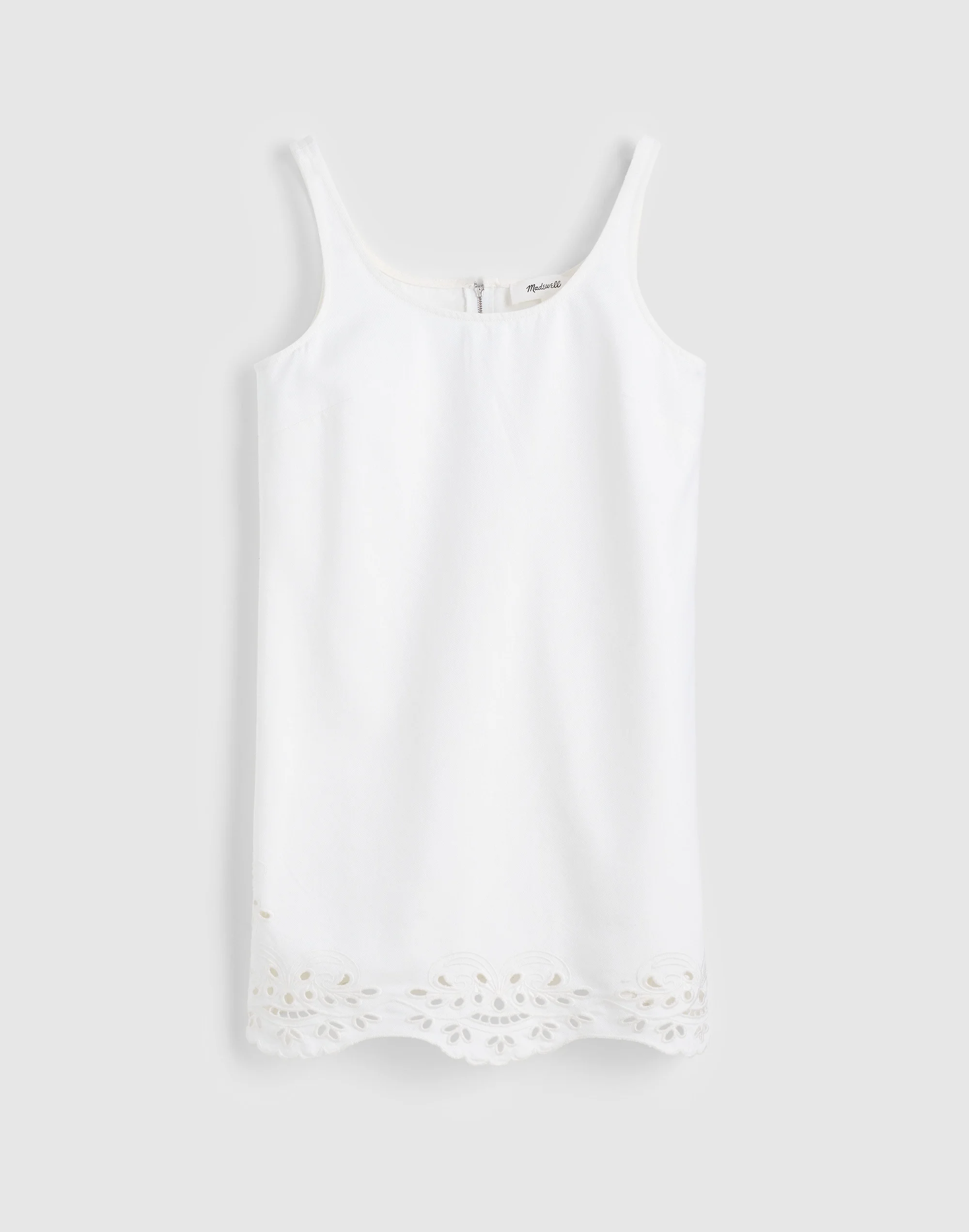 Denim Embroidered Mini Shift Dress - 1