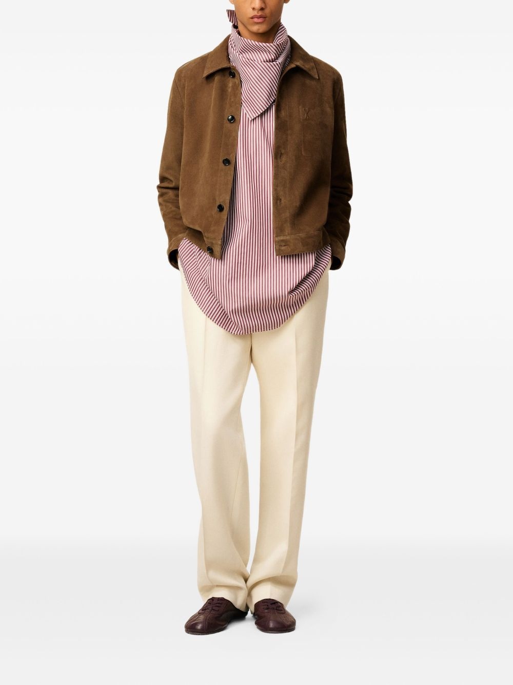 suede button-up jacket - 2