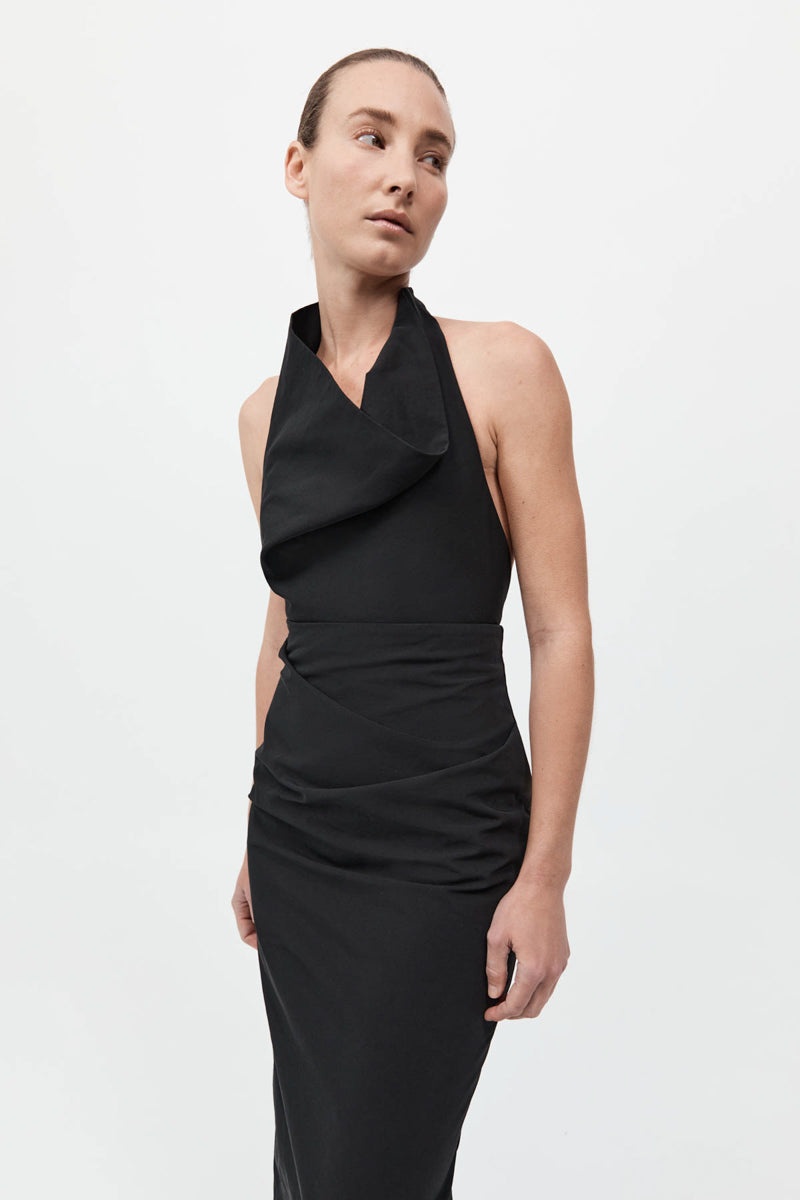 Structural Tie Dress - Black - 3