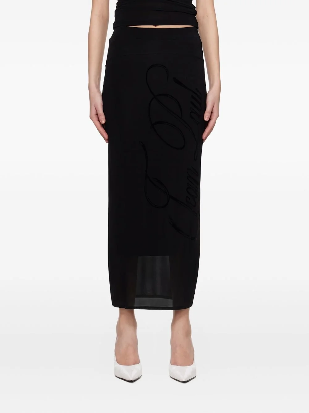 flocked-logo midi skirt - 1