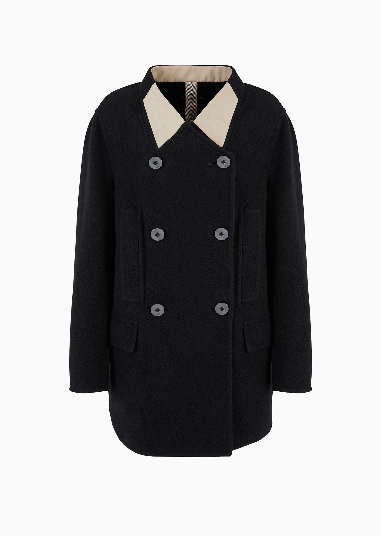 Double-breasted pea coat in double cashmere - 1