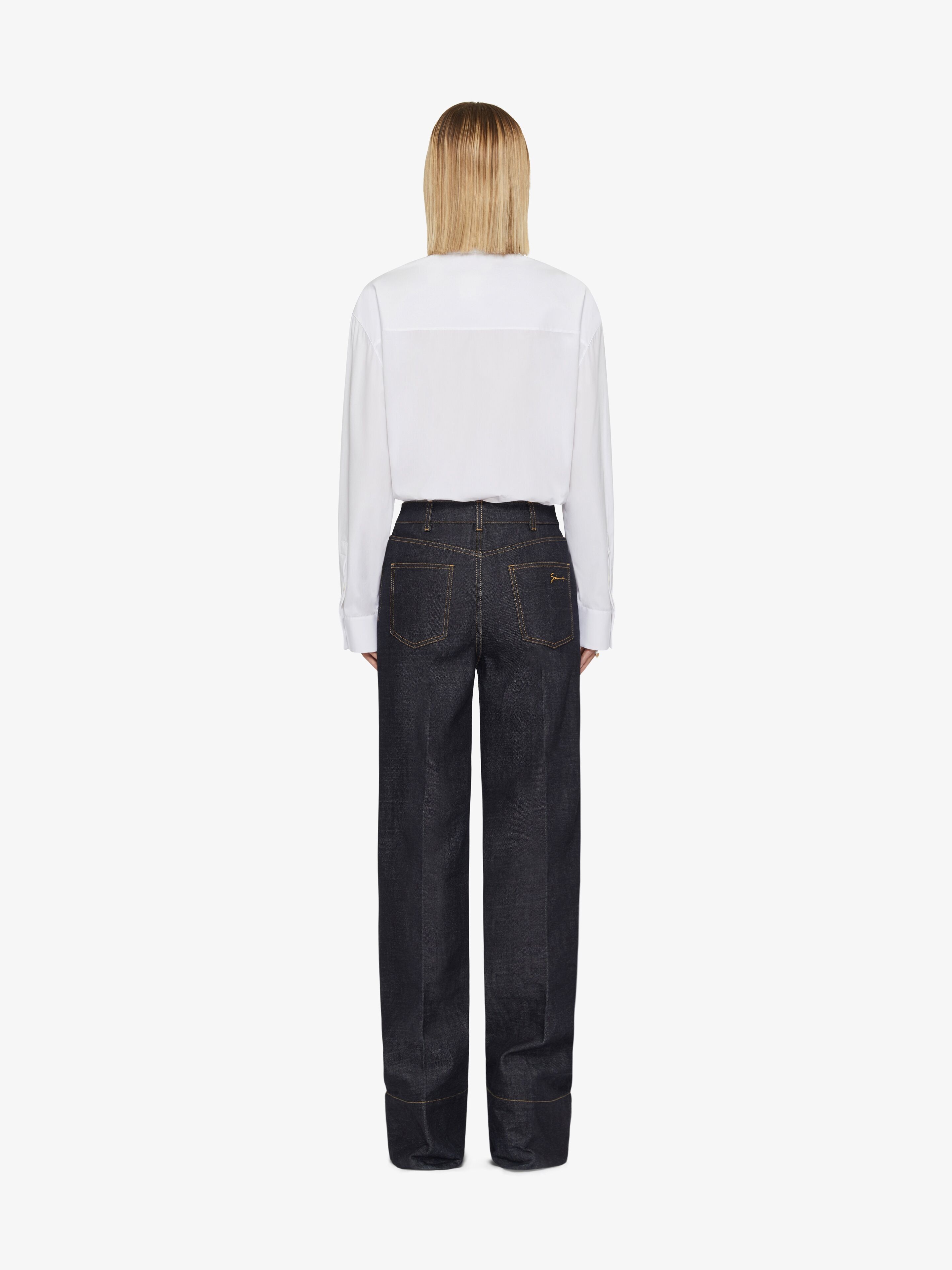 OVERSIZED SHIRT IN COTTON WITH CRYSTALS AND PEARLS - 3