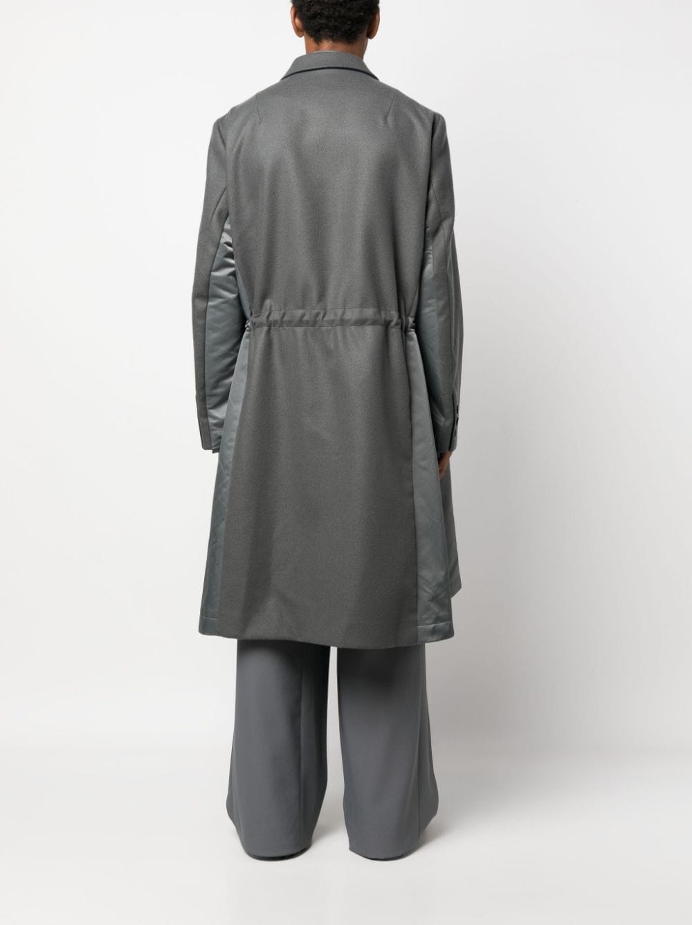 drawstring wool trench coat - 4