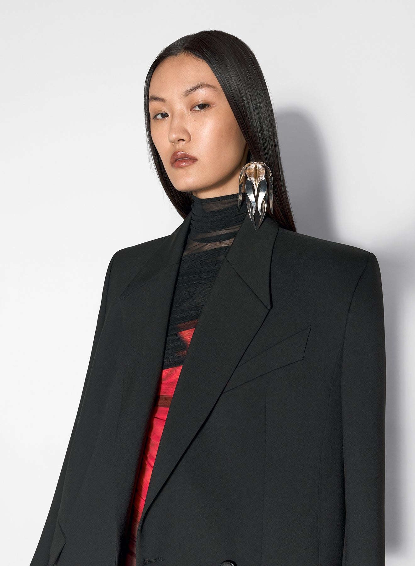 black double-breasted wool coat - 3