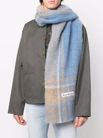 Acne Studios checked logo-patch scarf outlook