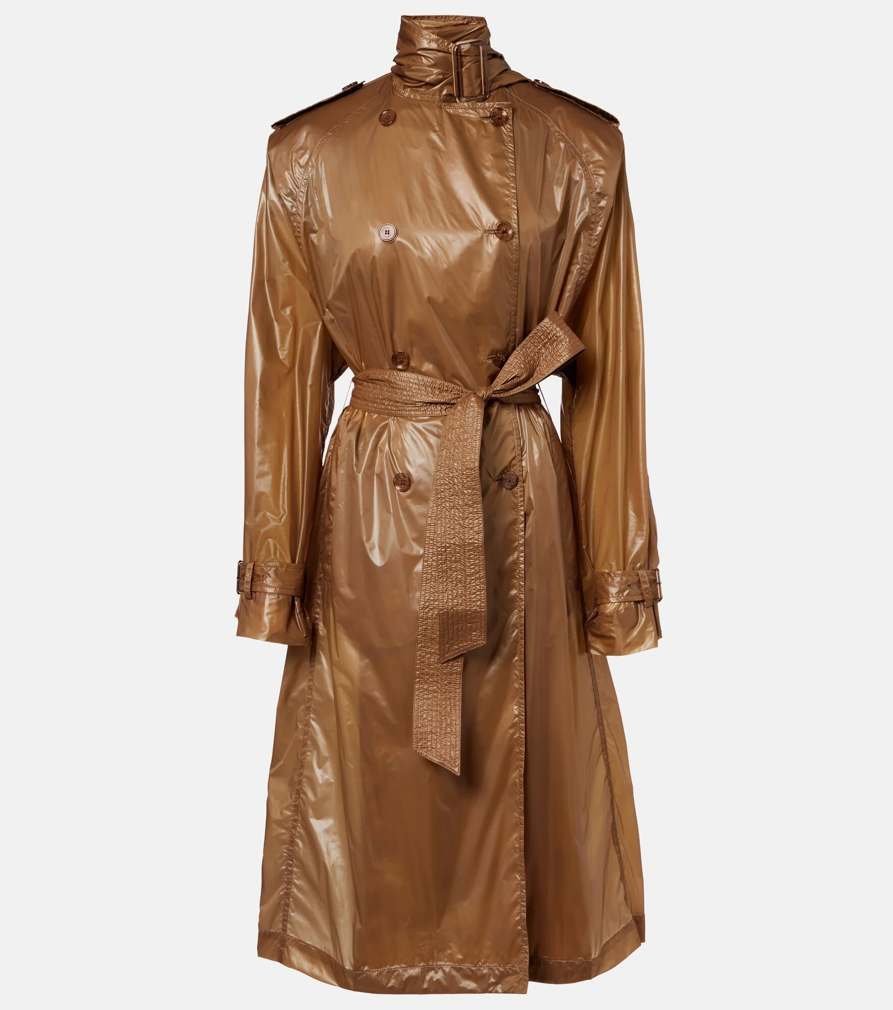 Belted tie-neck trench coat - 1