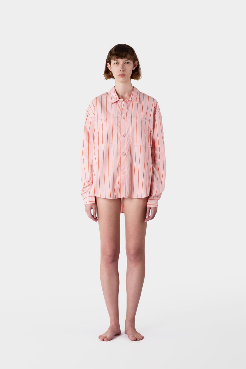 STRIPED OVER SHIRT / pink 5