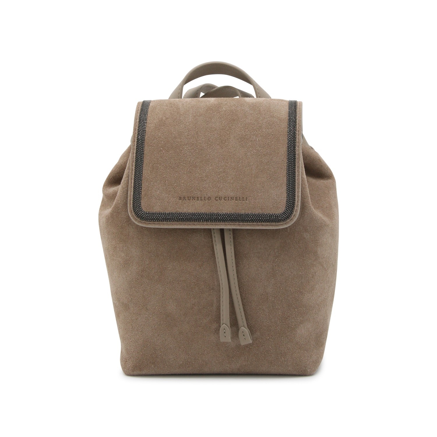 BROWN SUEDE AND LEATHER BACKPACK - 1