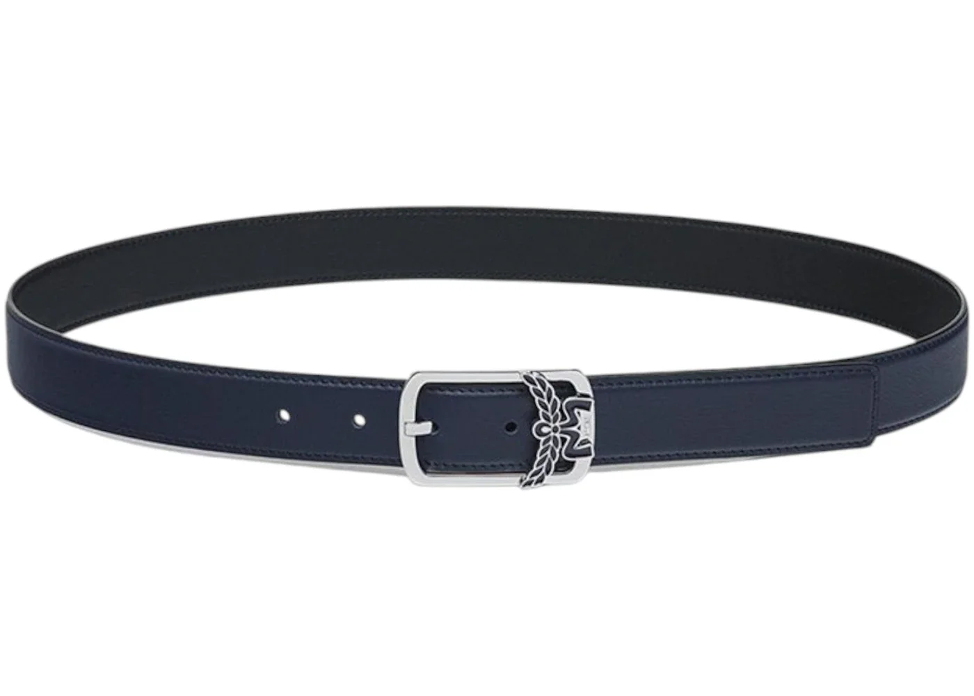 MCM Logo Leather Belt Navy/Black - 1