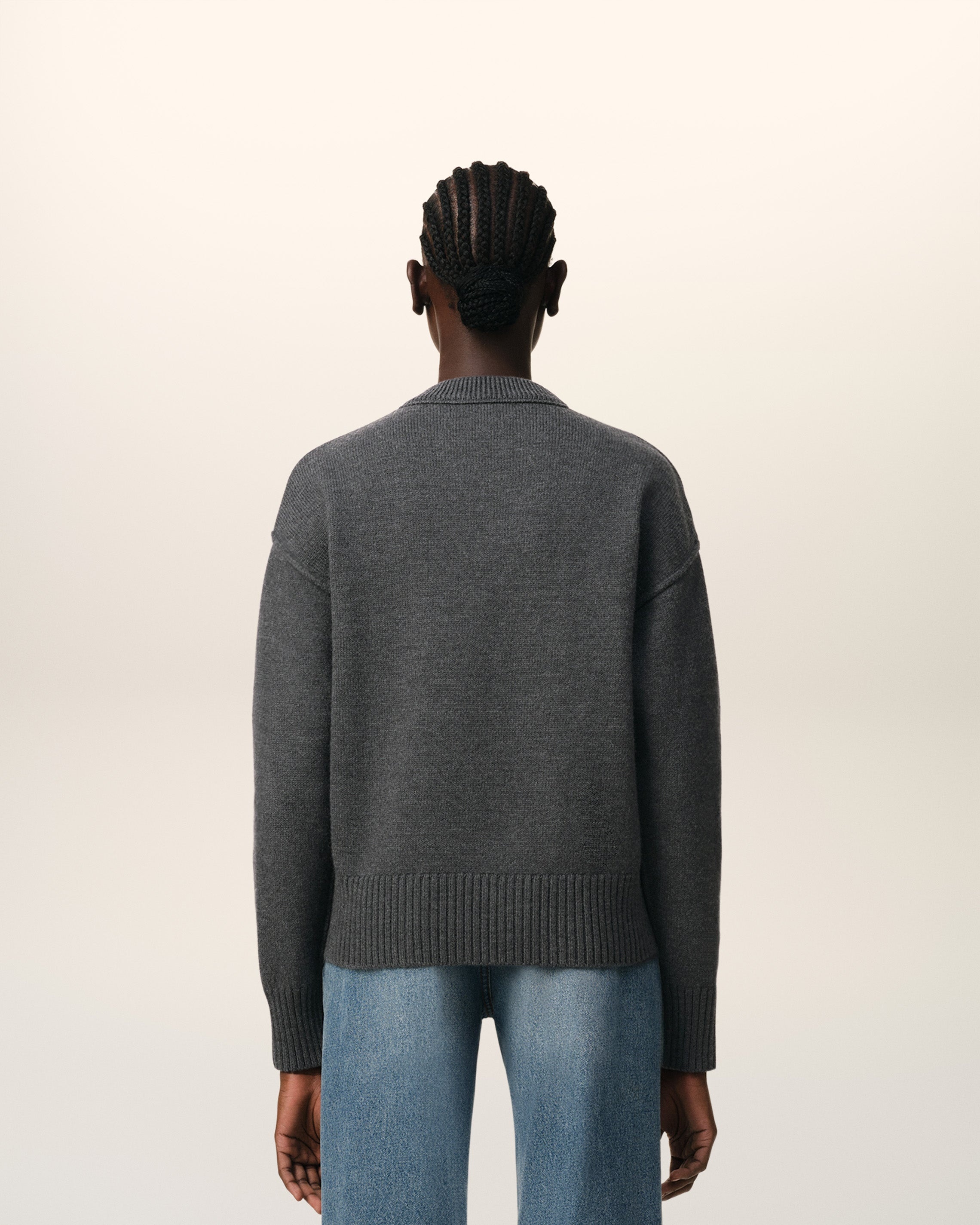 GREY WOOL AMI DE COEUR SWEATER - 5