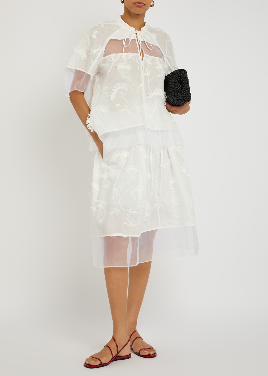 3.1 Phillip Lim Embroidered Tulle and Cotton Midi Skirt - 4