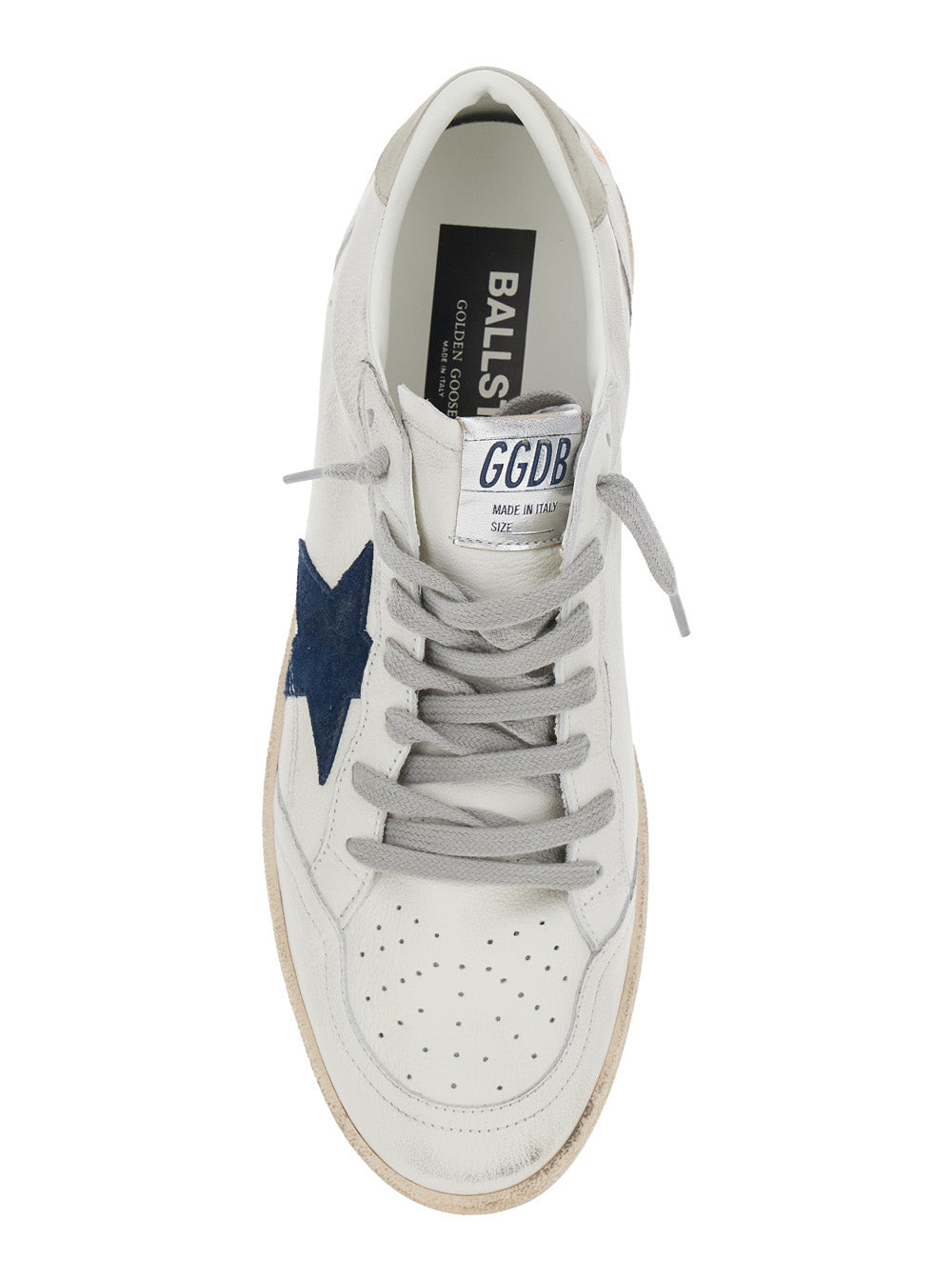 Golden Goose Men 'Ballstar' White Low Top Sneakers With Star Patch On The Side And Maxi Lettering On - 4