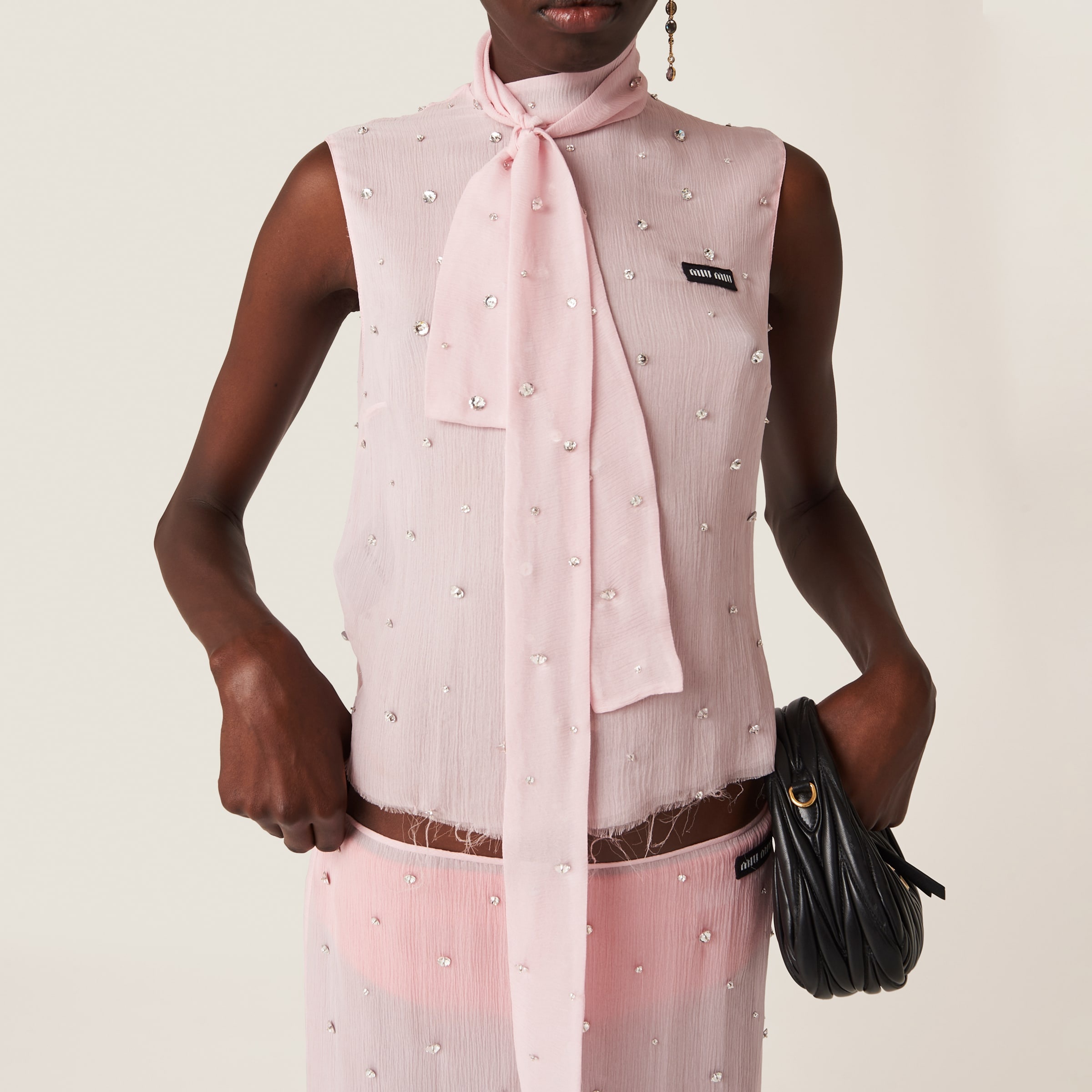 Diamanté embellished chiffon top - 4